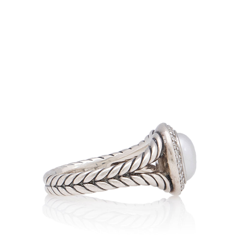 David Yurman Sterling Silver Diamond Pearl Petite Cerise Ring - Size 7 (SHF-ZrhnDj)