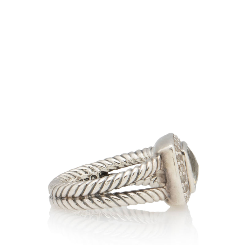 David Yurman Sterling Silver Diamond Prasiolite 7mm Petite Albion