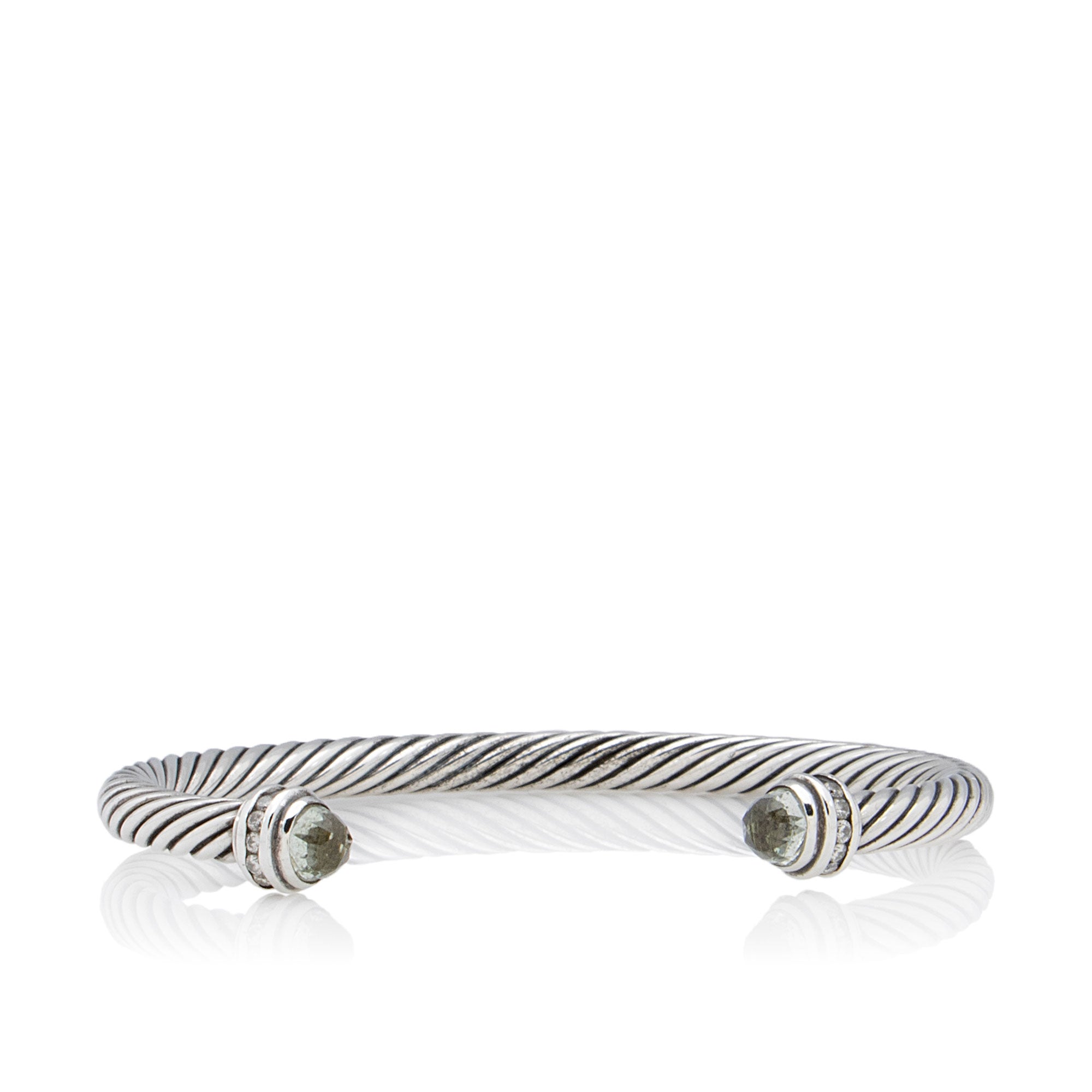 David Yurman Sterling Silver Diamond Prasiolite Cable Classics 5mm Bracelet (SHF-vOYUu3)