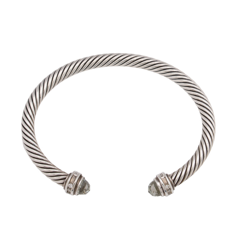 David Yurman Sterling Silver Diamond Prasiolite Cable Classics 5mm Bracelet (SHF-jDrWea)