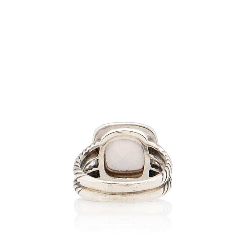 David Yurman Sterling Silver Diamond Rose Quartz Albion 11mm Ring Si LuxeDH