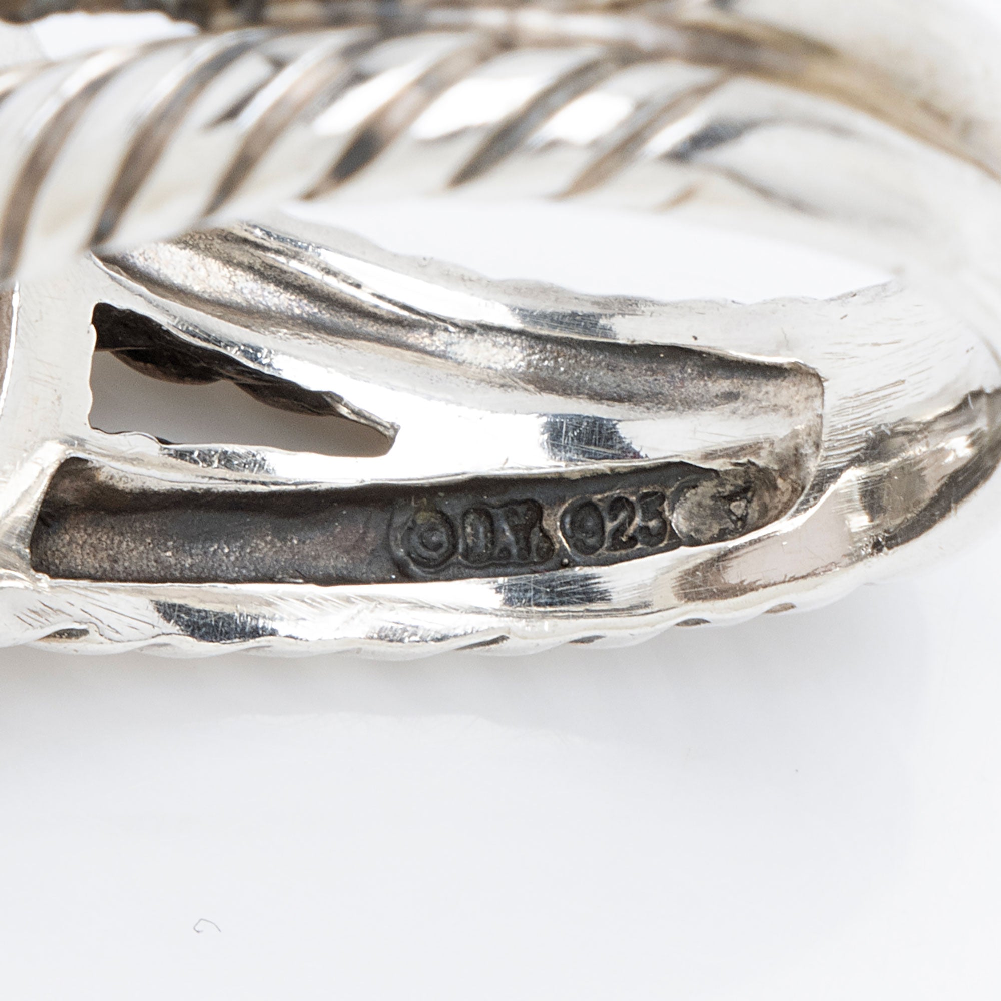 David Yurman Sterling Silver Diamond Rose Quartz Albion 11mm Ring - Size 9 1/2 (SHF-jwU4Gb)