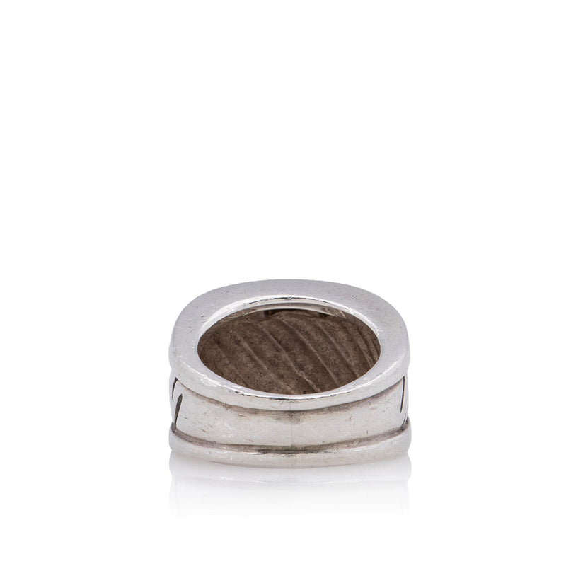 David Yurman Sterling Silver Diamond Thoroughbred Cigar Ring - Size 5 3/4 (SHF-omSlcc)