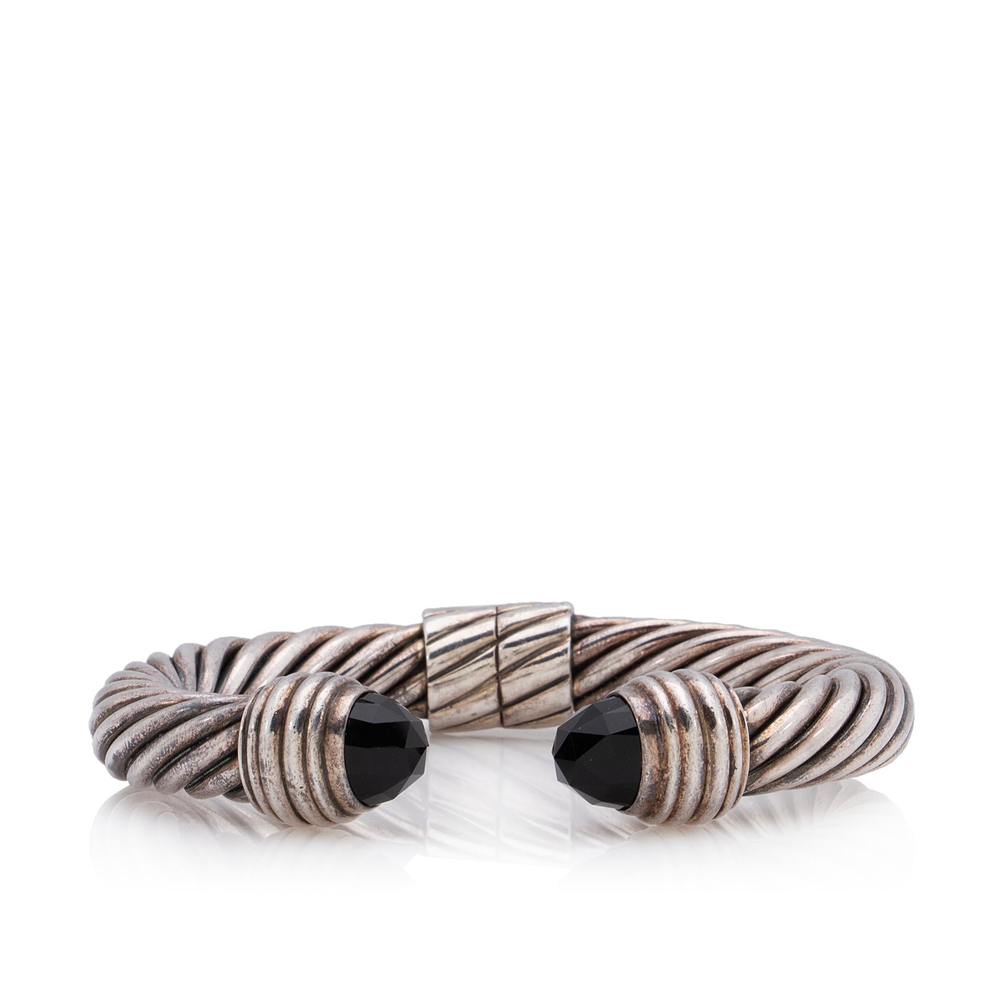 David Yurman Sterling Silver Onyx Hinged Cable 10mm Bracelet (SHF-2kcdwA)