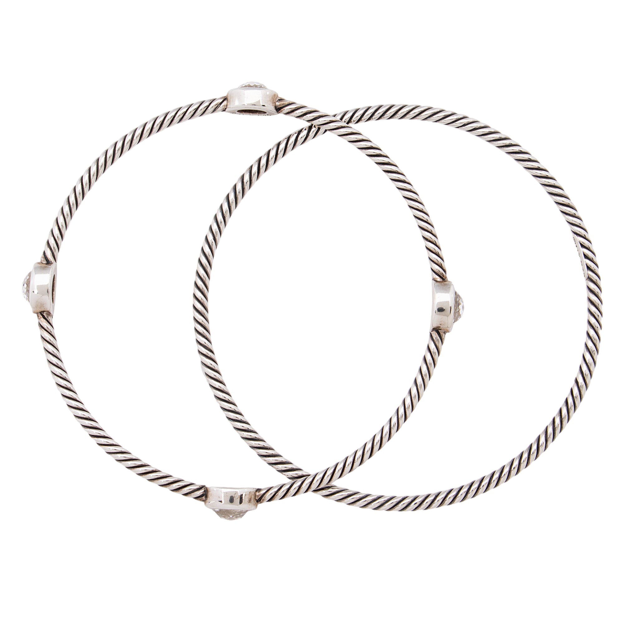 David Yurman Sterling Silver Quartz Classics Four Station Bangle Bracelet Set (SHF-WKwdok)