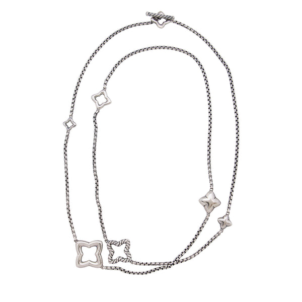 David Yurman Sterling Silver Quatrefoil Box Chain Necklace (SHF-sjgVf1)