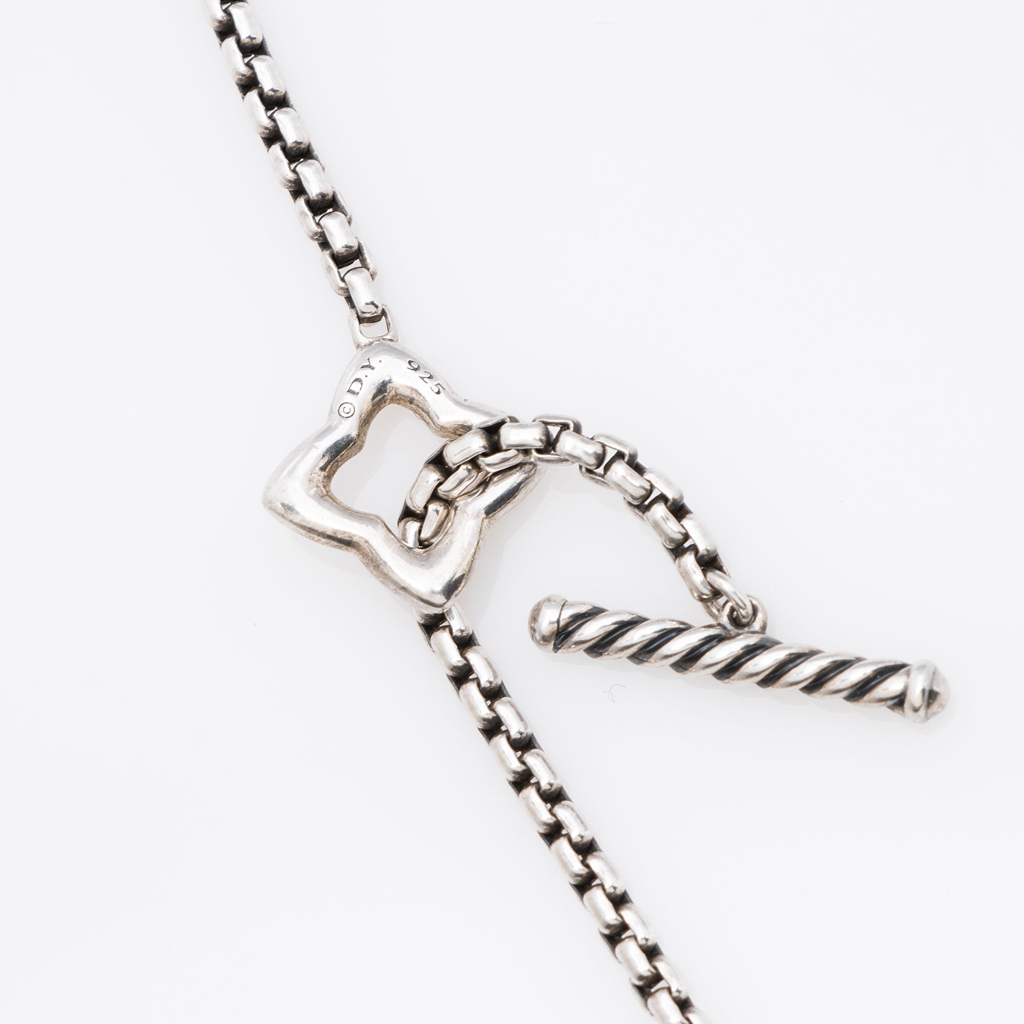 David Yurman Sterling Silver Quatrefoil Box Chain Necklace