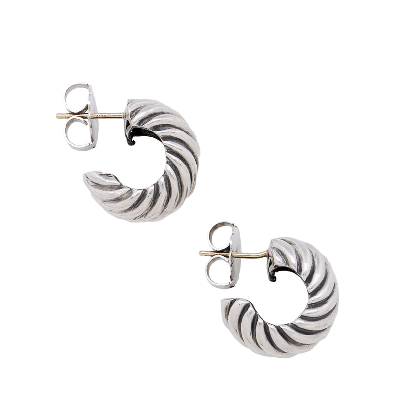 David Yurman Sterling Silver Sculpted Cable Shrimp Earrings (SHF-RnDjm3)