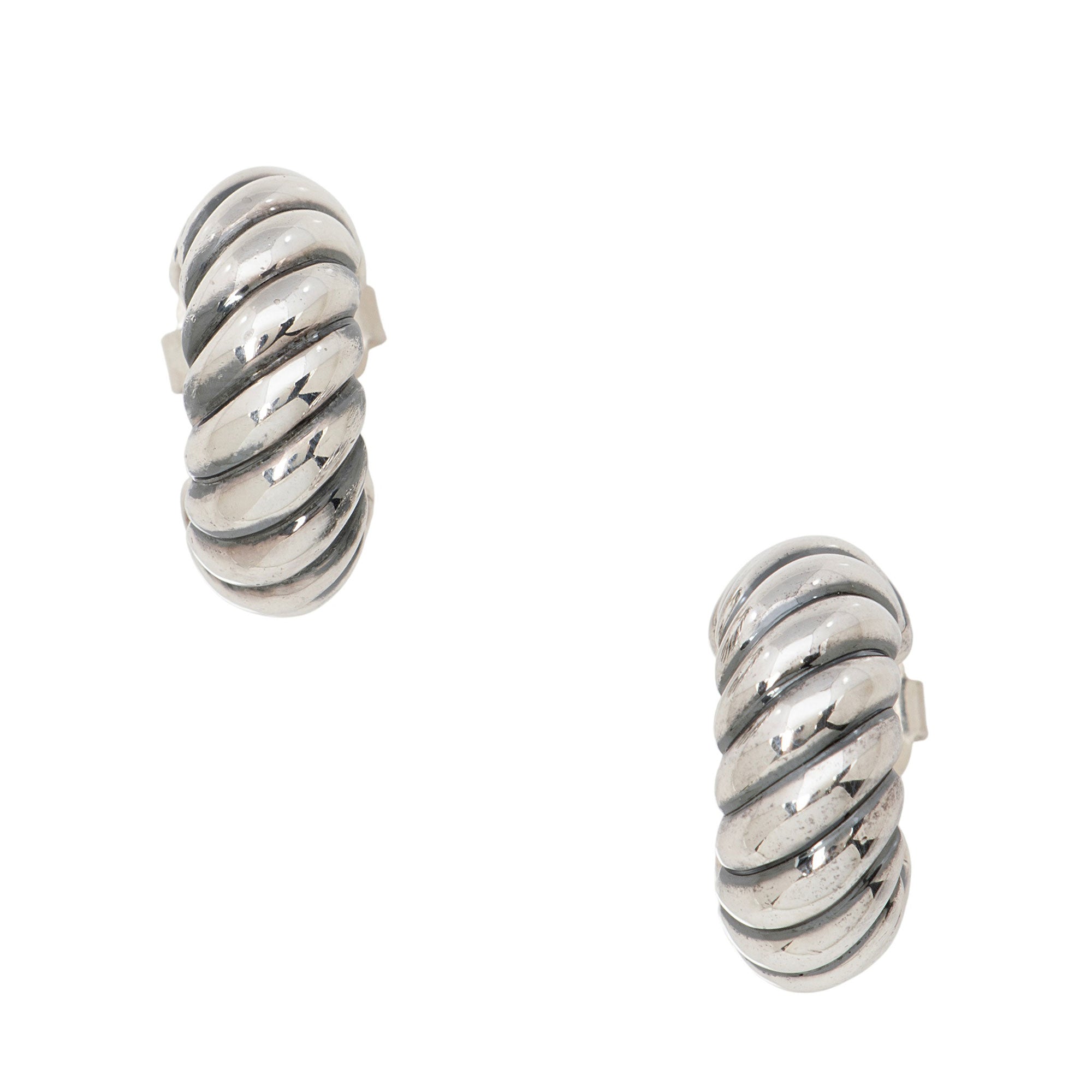 David Yurman Sterling Silver Sculpted Cable Shrimp 20.5mm Earrings