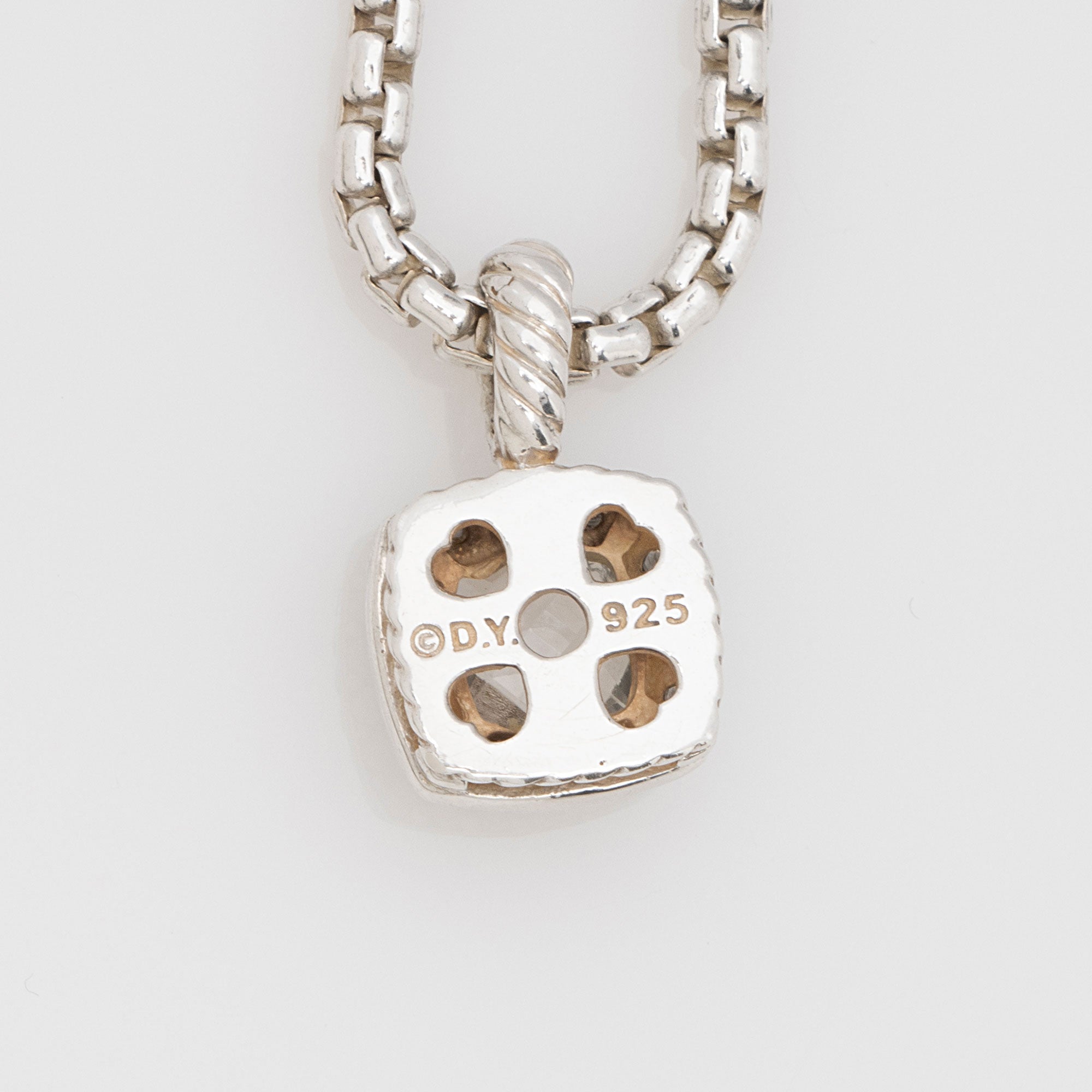 David Yurman Sterling Silver White Topaz Diamond 11mm Albion Pendant Necklace (SHF-gj1oEs)
