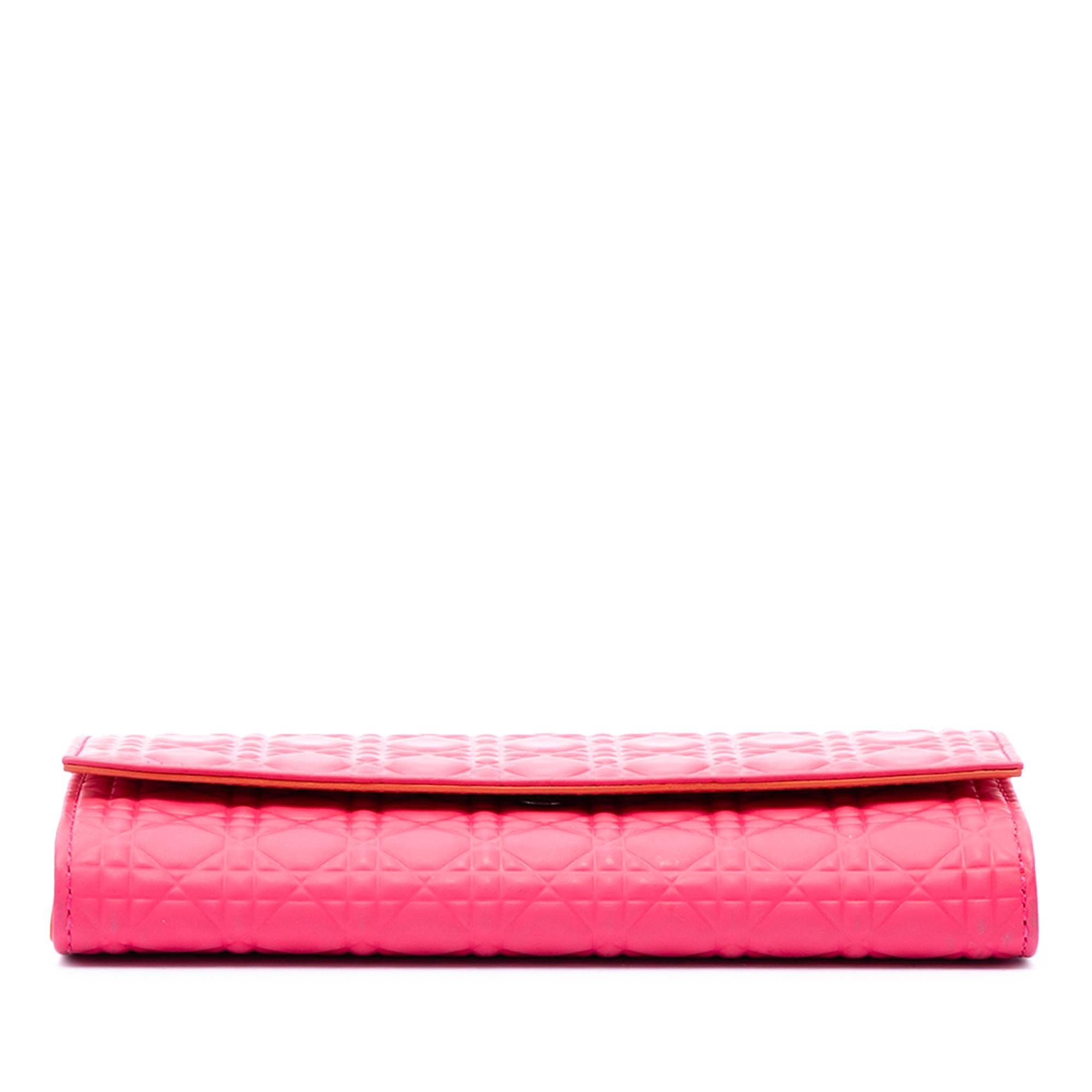 Dior Bicolor Lambskin Cannage Lady Dior Wallet on Chain