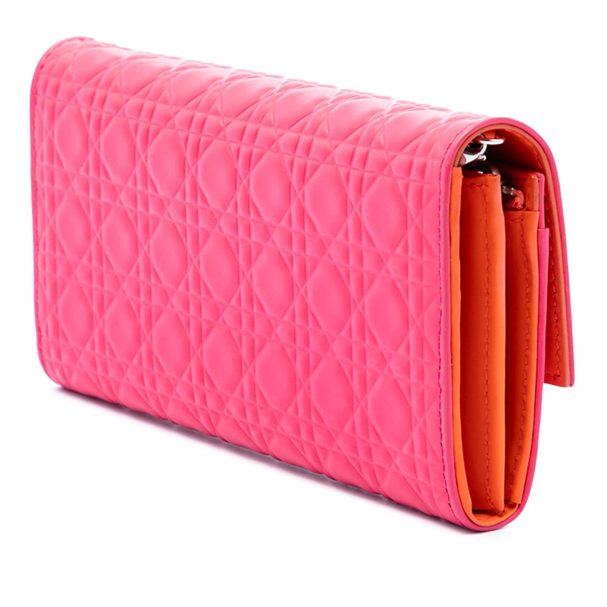 Dior Bicolor Lambskin Cannage Lady Dior Wallet on Chain