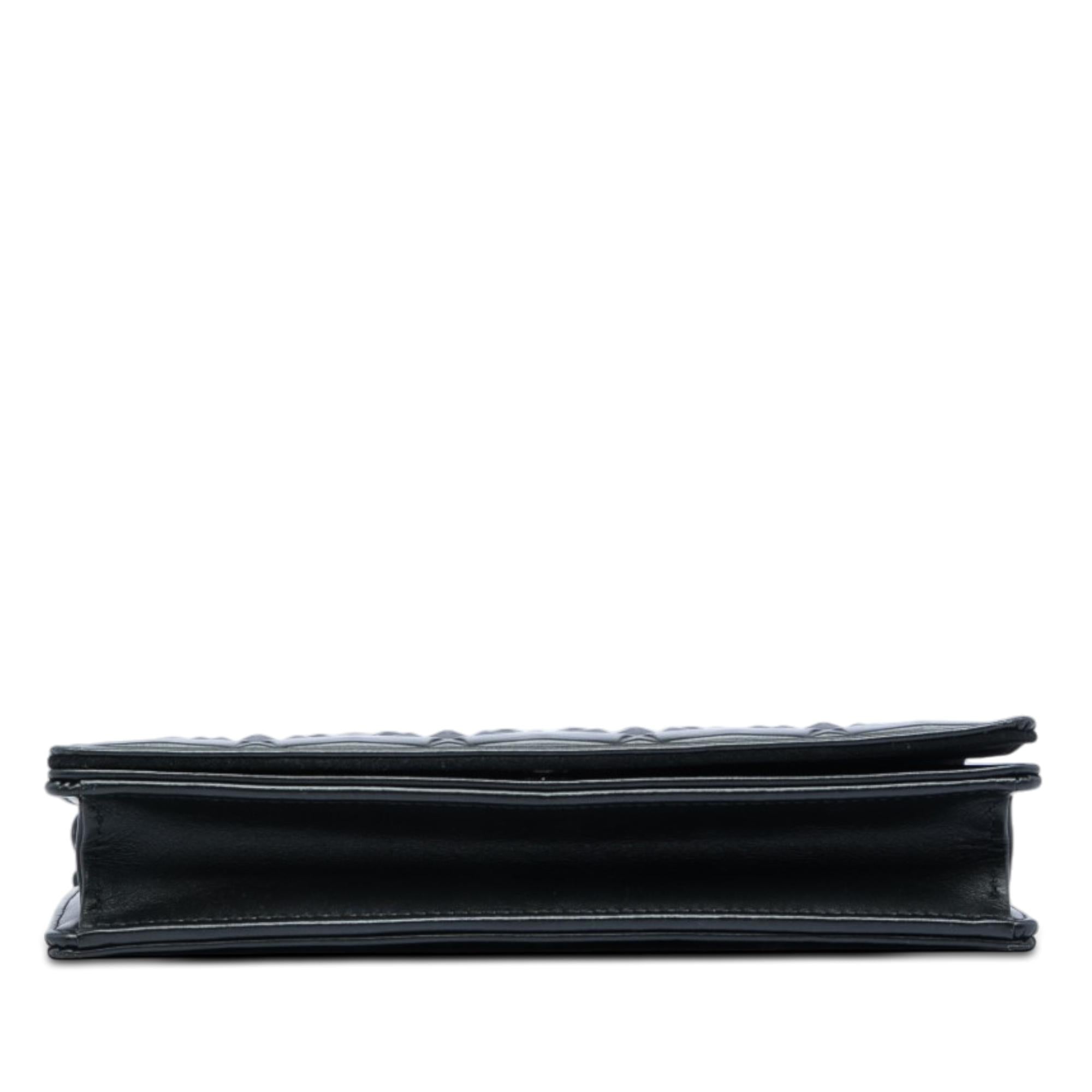 Dior Calfskin Cannage Diamond Lady Dior Wallet On Chain