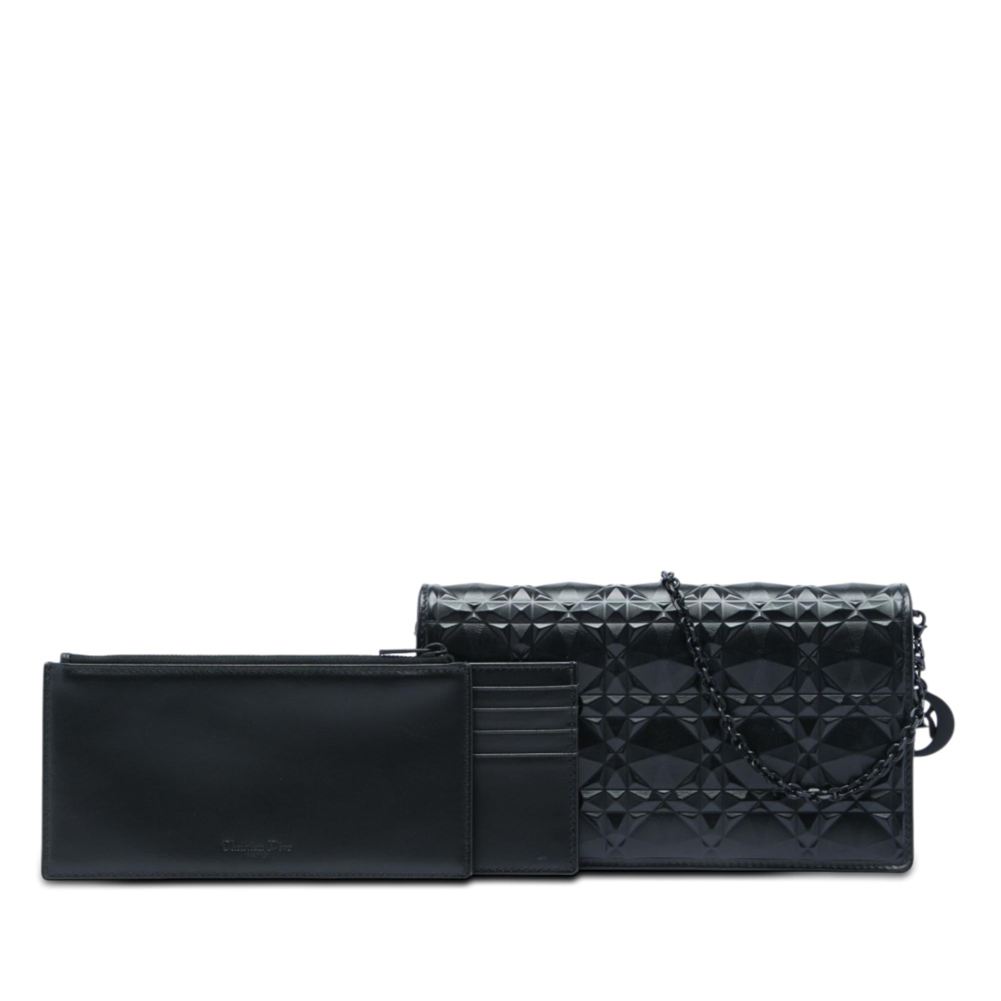 Dior Calfskin Cannage Diamond Lady Dior Wallet On Chain