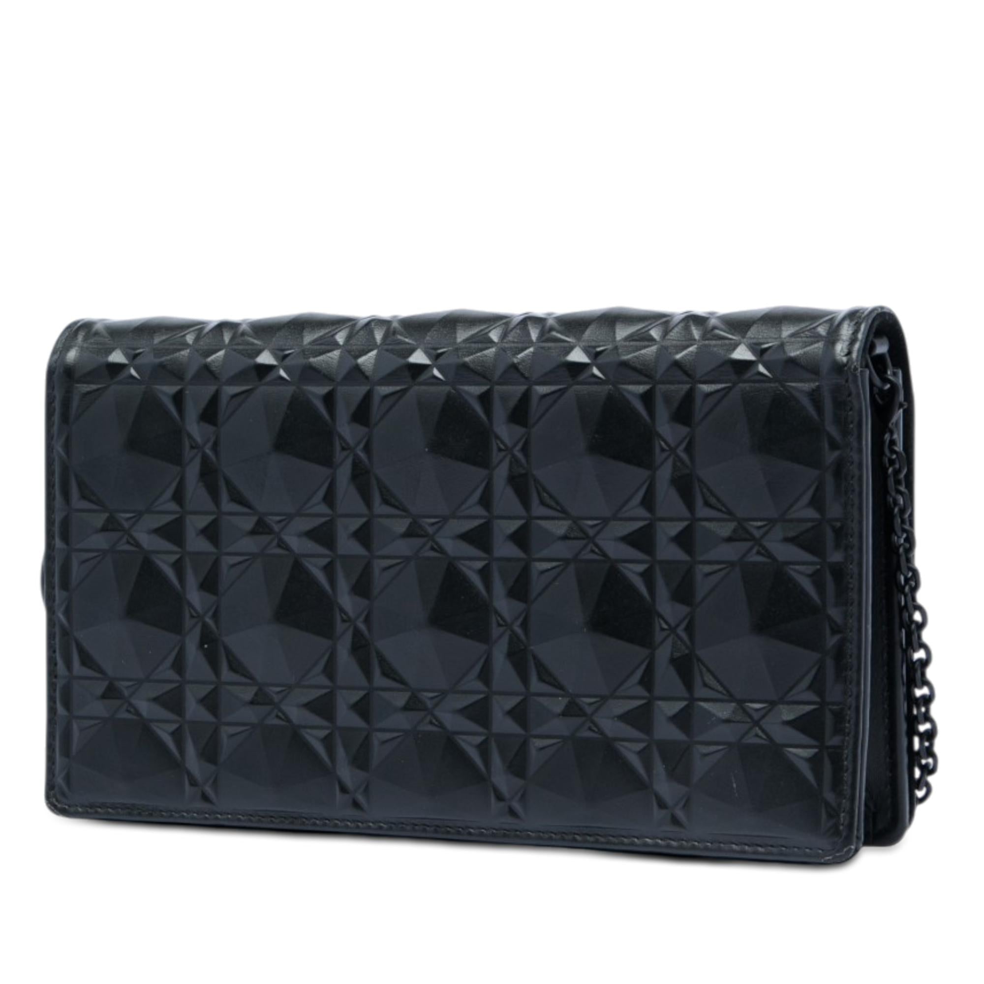 Dior Calfskin Cannage Diamond Lady Dior Wallet On Chain