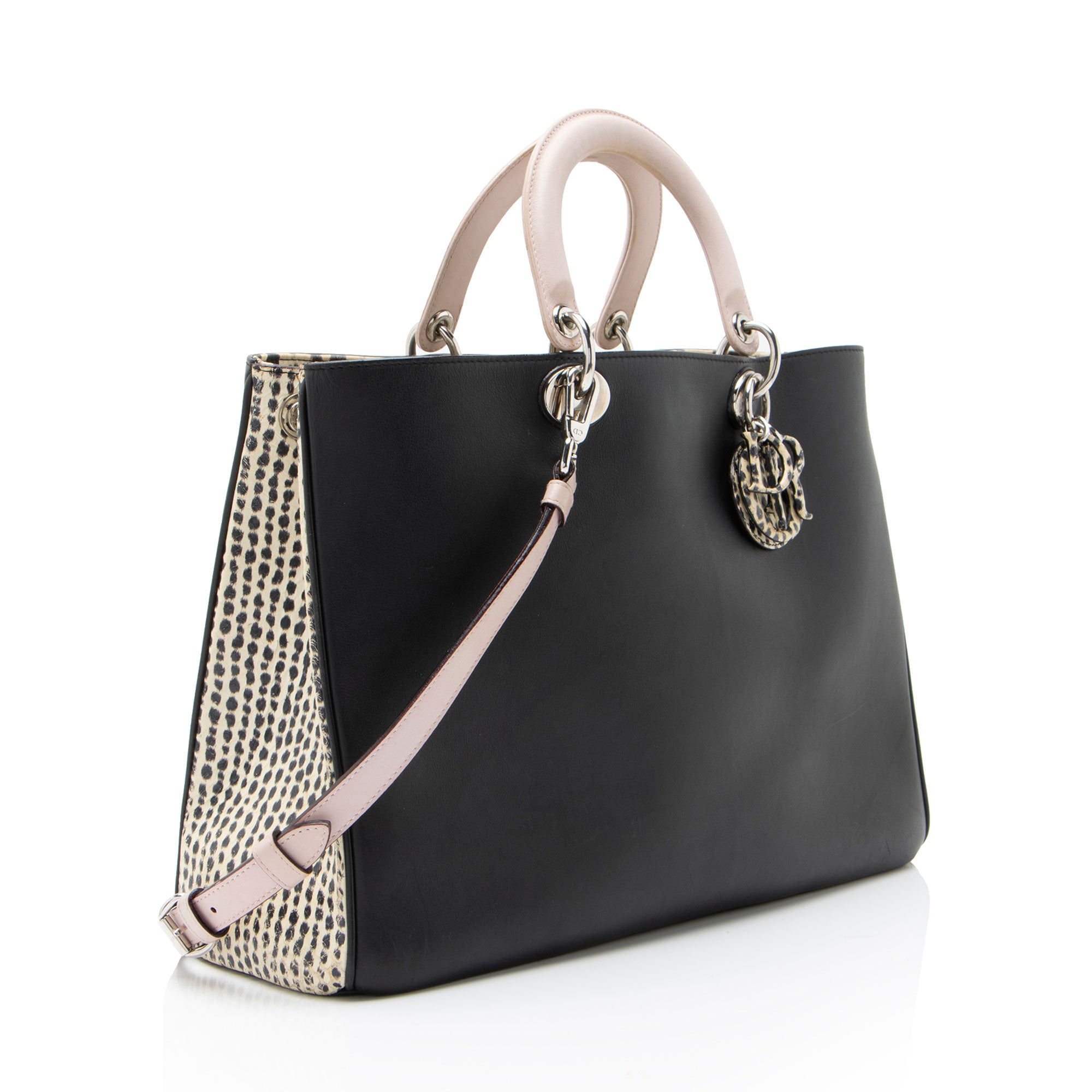 Dior Calfskin Snakeskin Diorissimo Large Tote