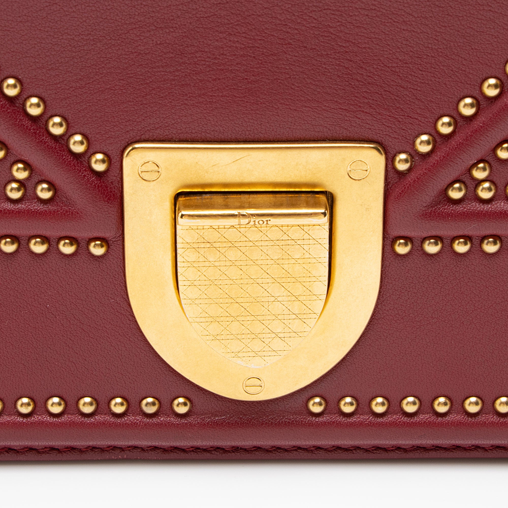 Dior Calfskin Studded Diorama Small Shoulder Bag
