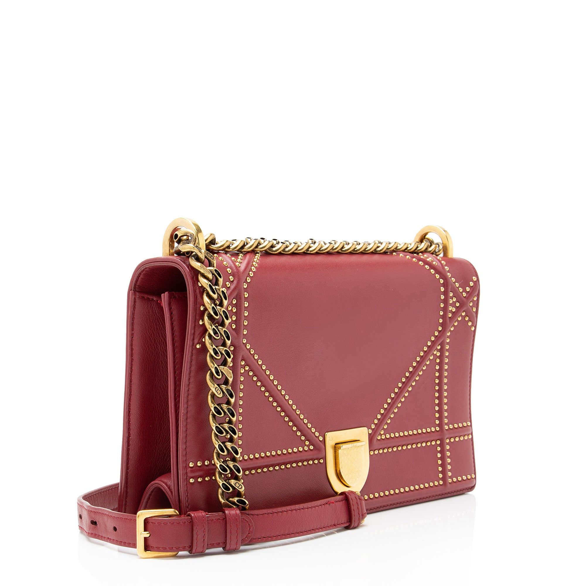 Dior Calfskin Studded Diorama Small Shoulder Bag