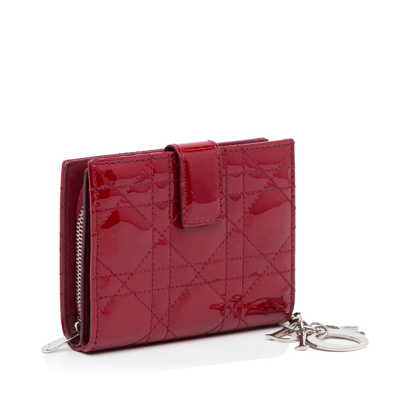 Dior Cannage Patent Compact Wallet (SHG-ibNX9w)