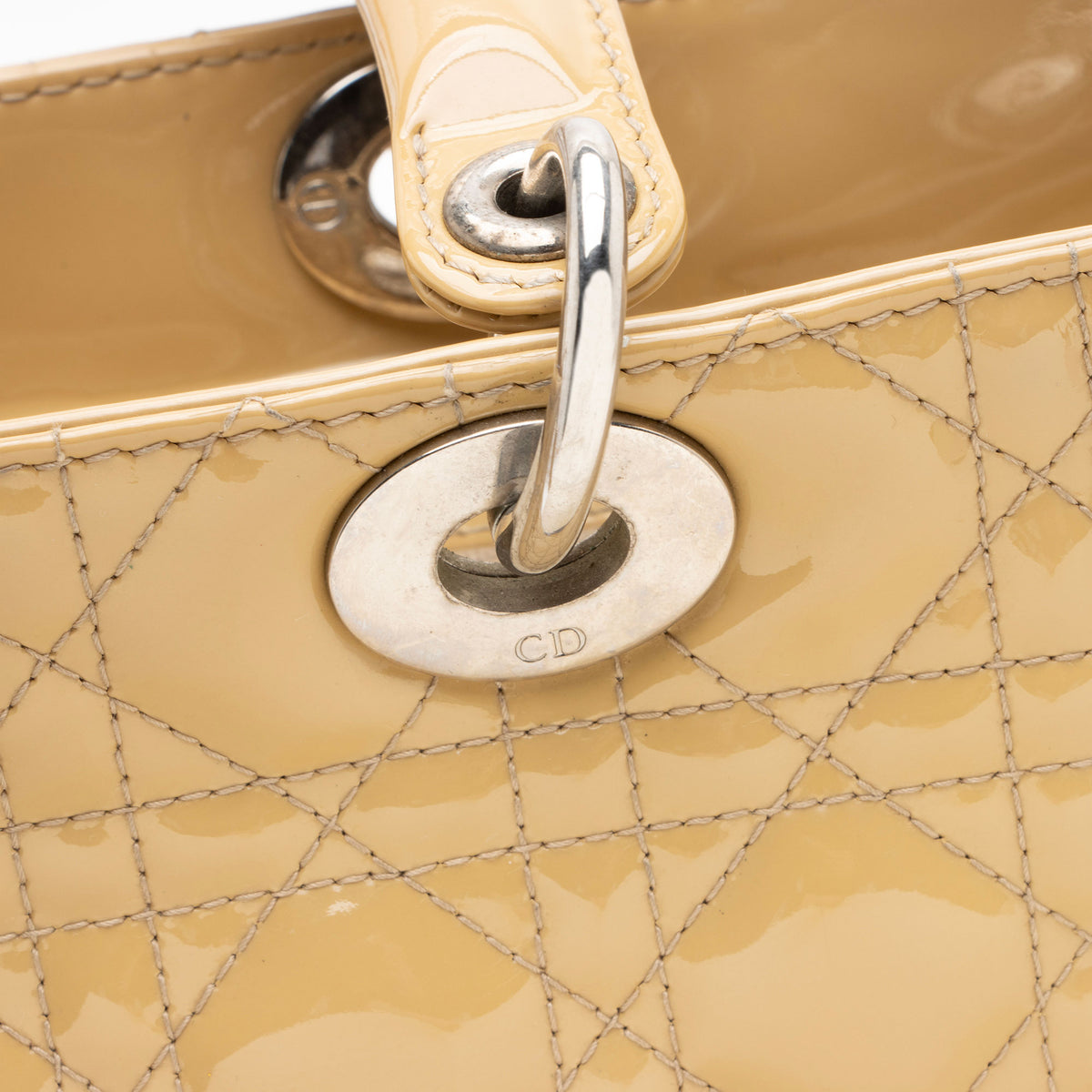 Dior Cannage Patent Leather Lady Dior Large Tote