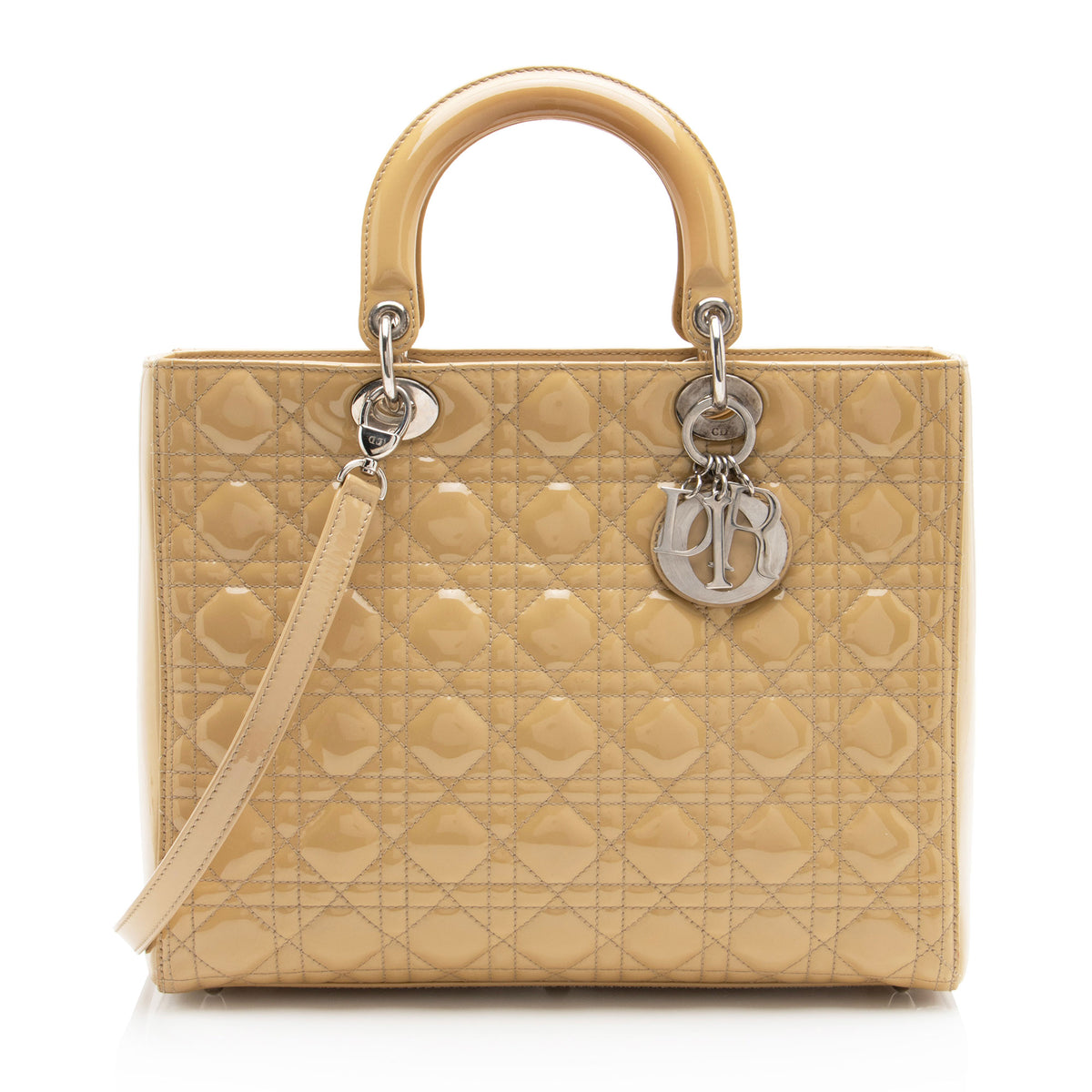 Dior Cannage Patent Leather Lady Dior Large Tote
