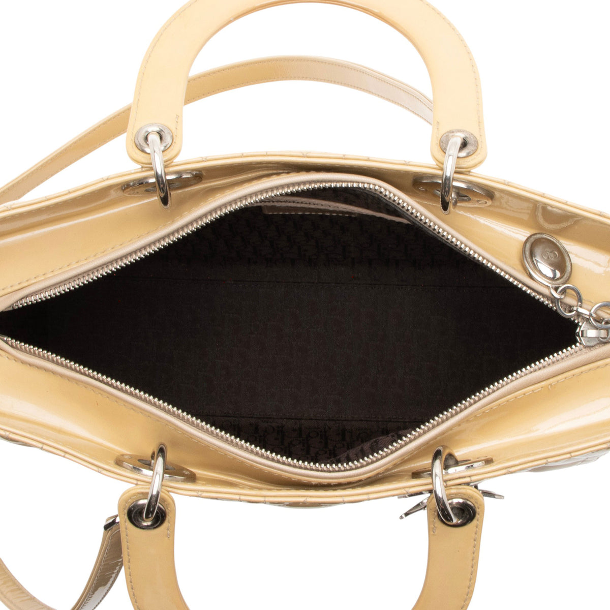 Dior Cannage Patent Leather Lady Dior Large Tote