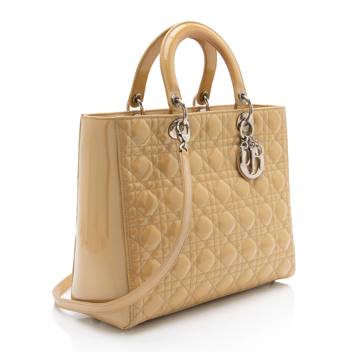Dior Cannage Patent Leather Lady Dior Large Tote