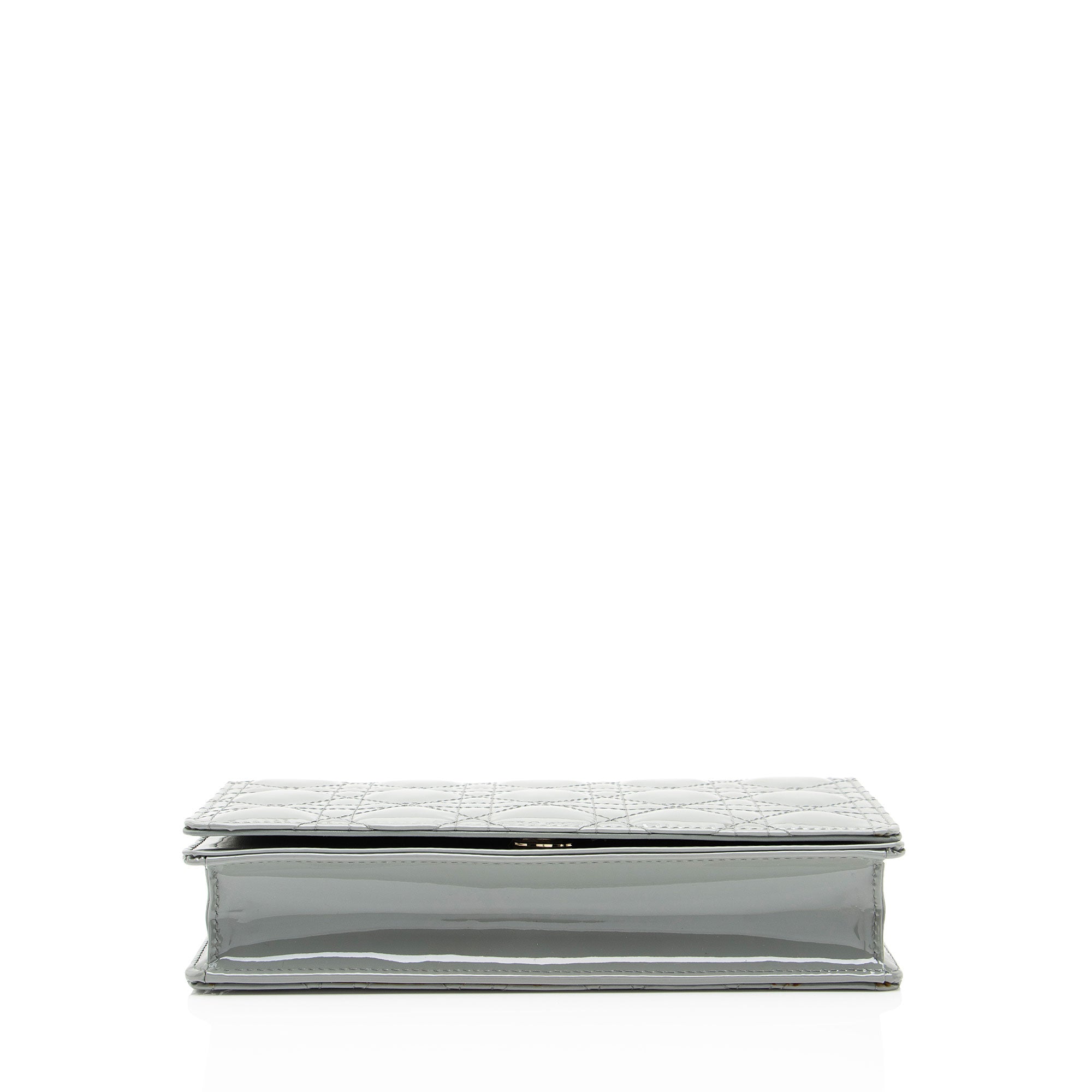 Dior Cannage Patent Leather Lady Dior Wallet on Chain