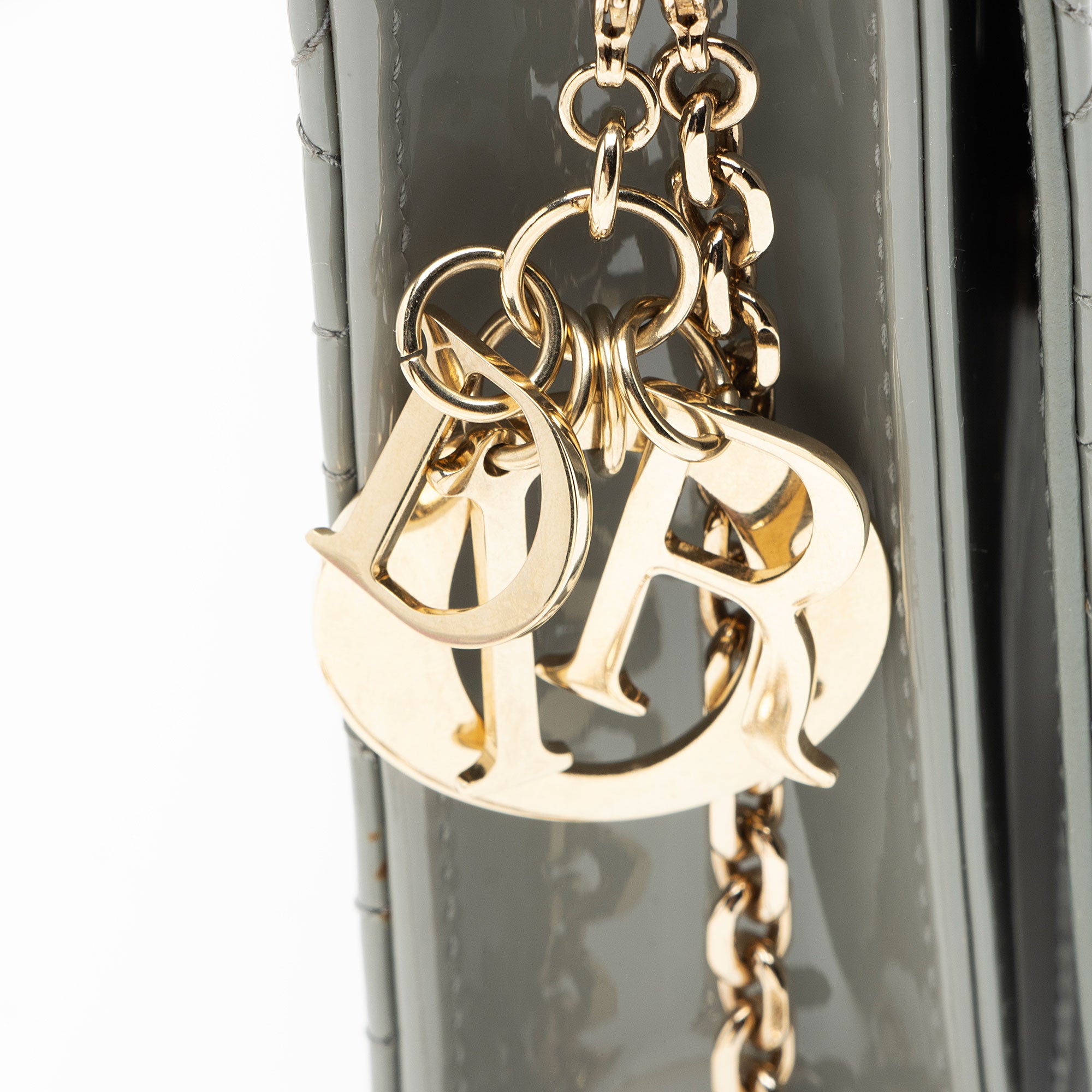 Dior Cannage Patent Leather Lady Dior Wallet on Chain
