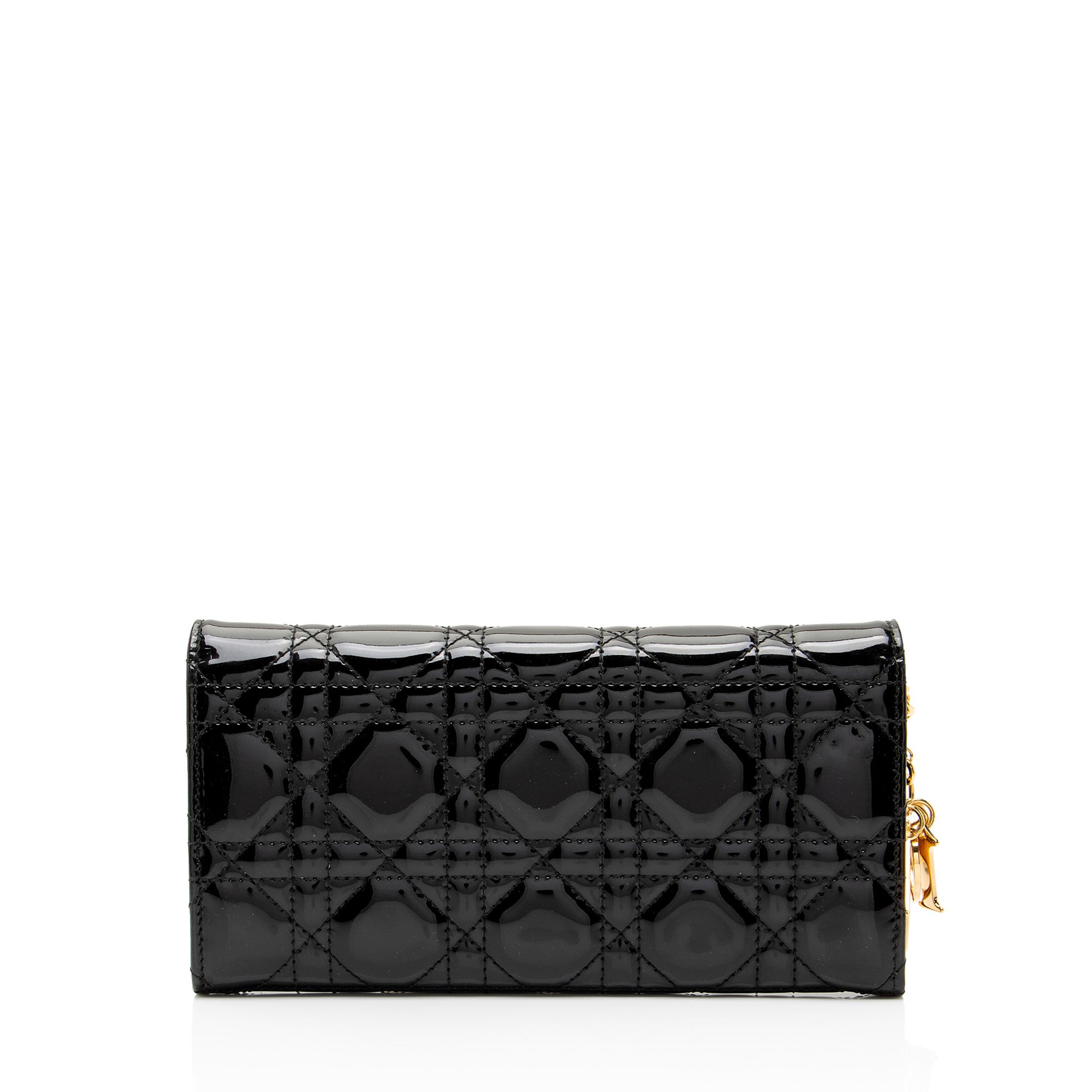 Dior Cannage Patent Leather Lady Dior Wallet on Chain