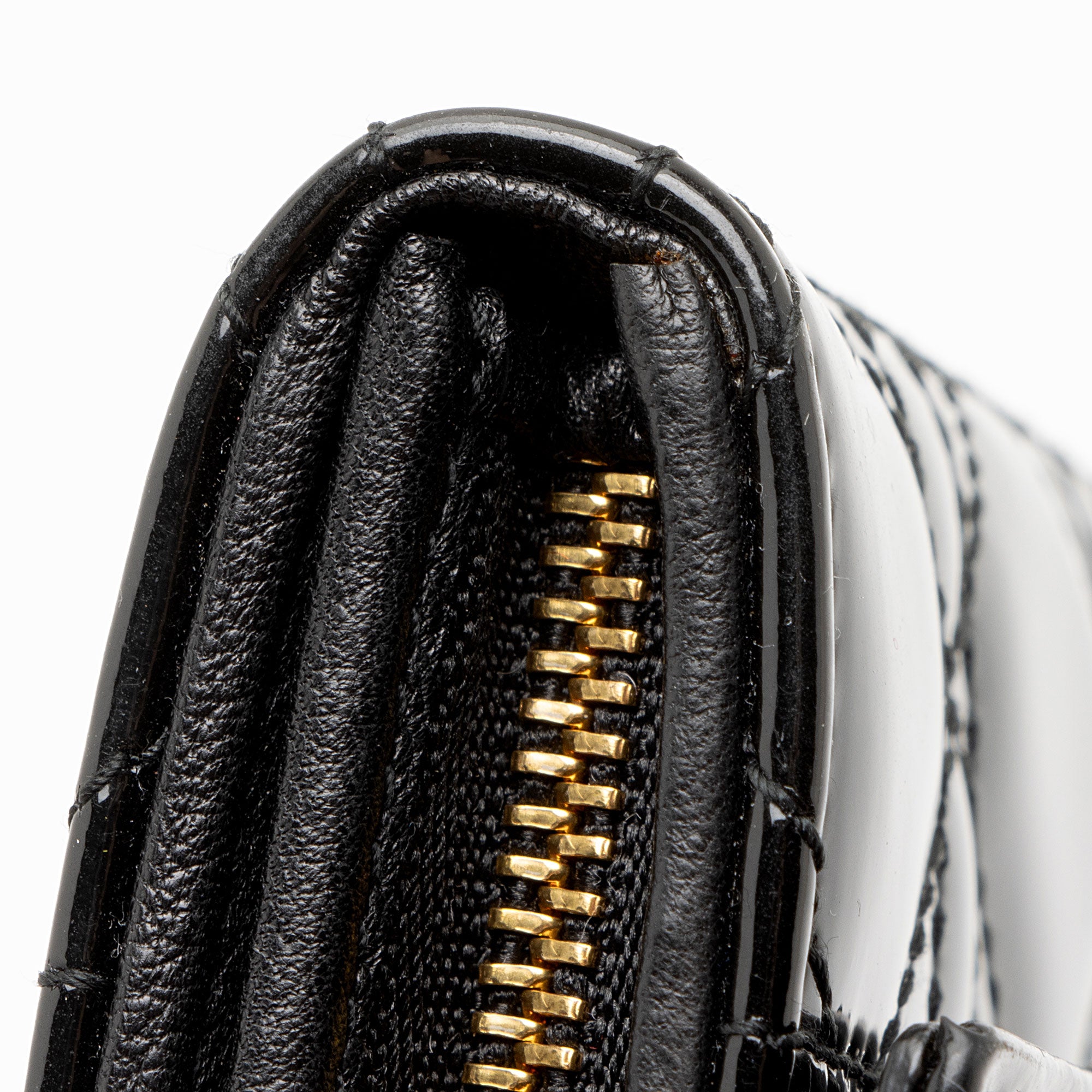 Dior Cannage Patent Leather Lady Dior Wallet on Chain