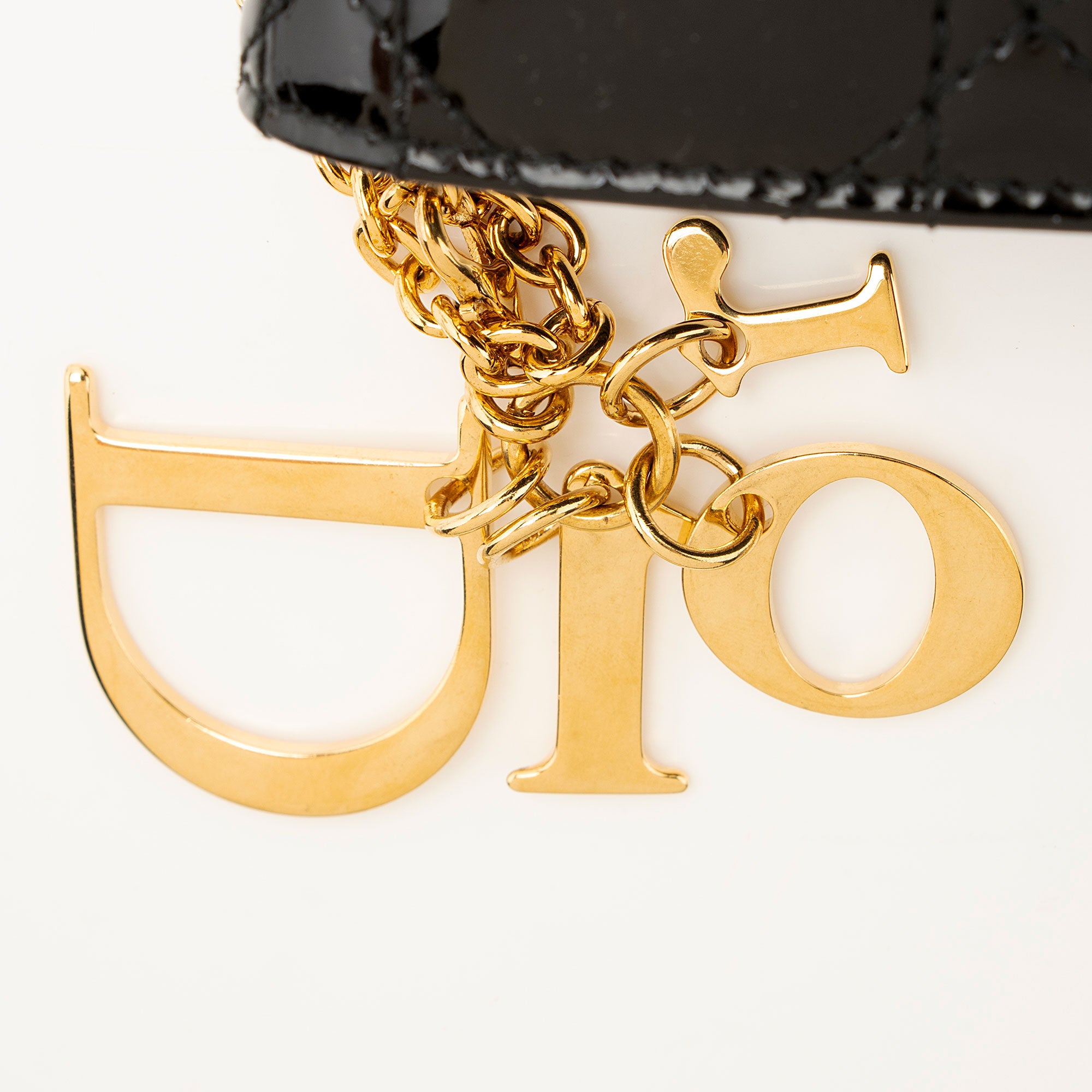 Dior Cannage Patent Leather Lady Dior Wallet on Chain