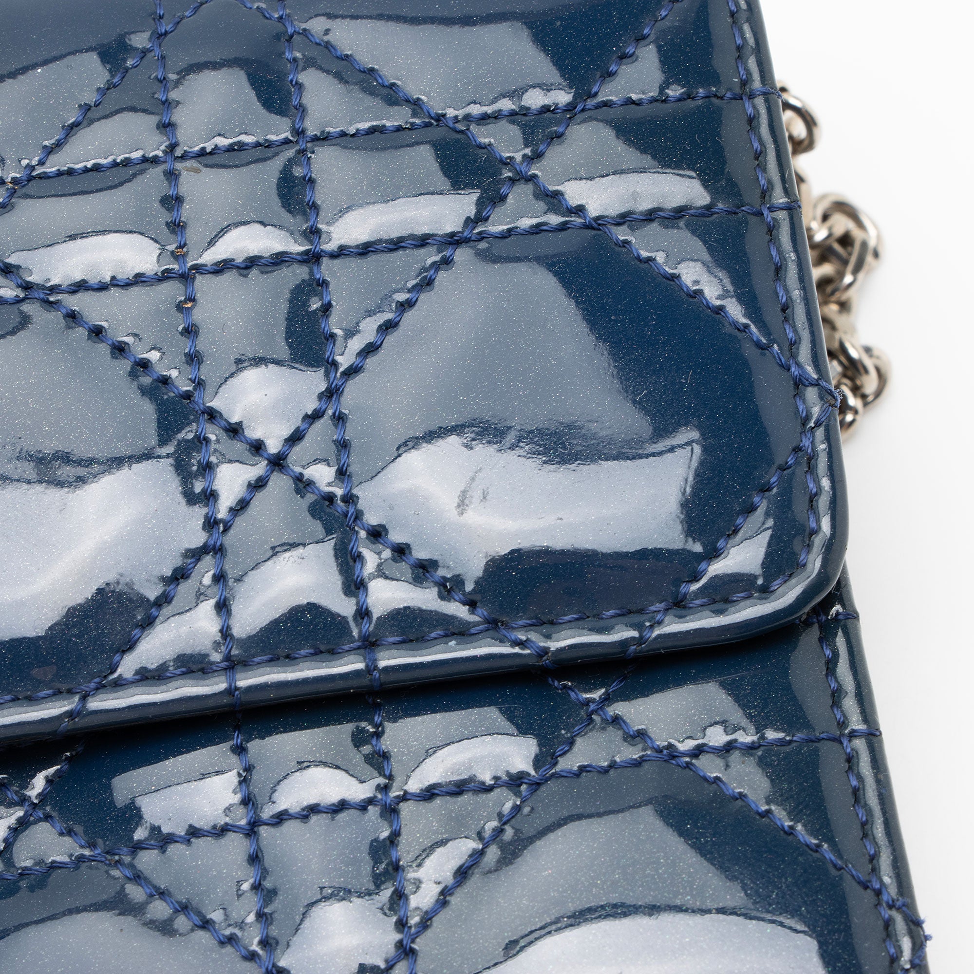 Dior Cannage Patent Leather Miss Dior Wallet on Chain