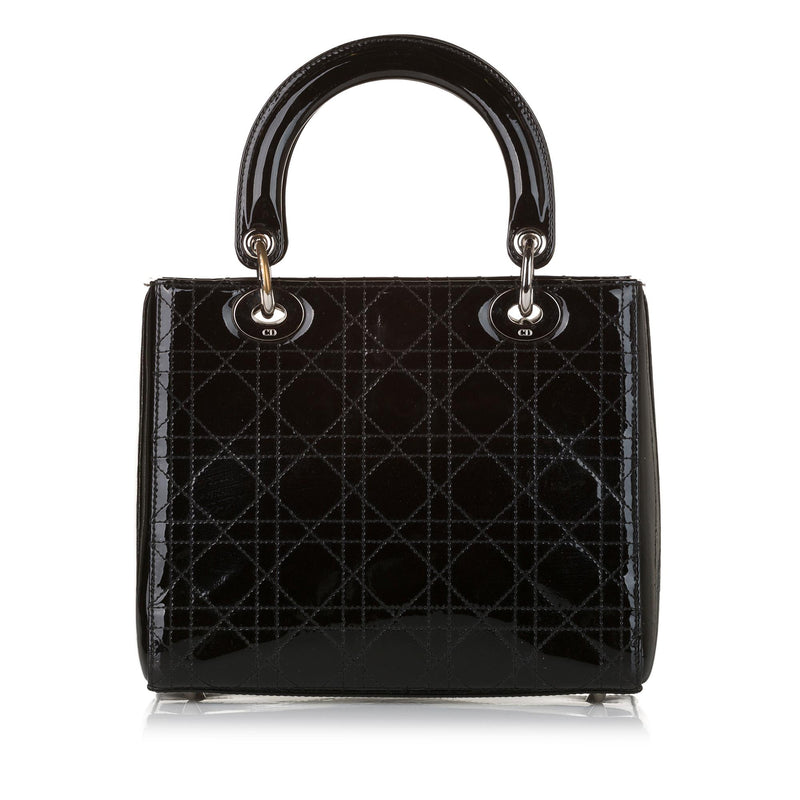 Dior Cannage Stitch Lady Dior Patent Leather Handbag (SHG-a9Bh5T)