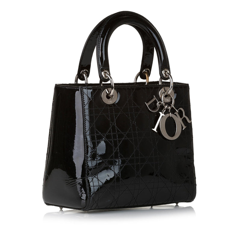 Dior Cannage Stitch Lady Dior Patent Leather Handbag (SHG-a9Bh5T)
