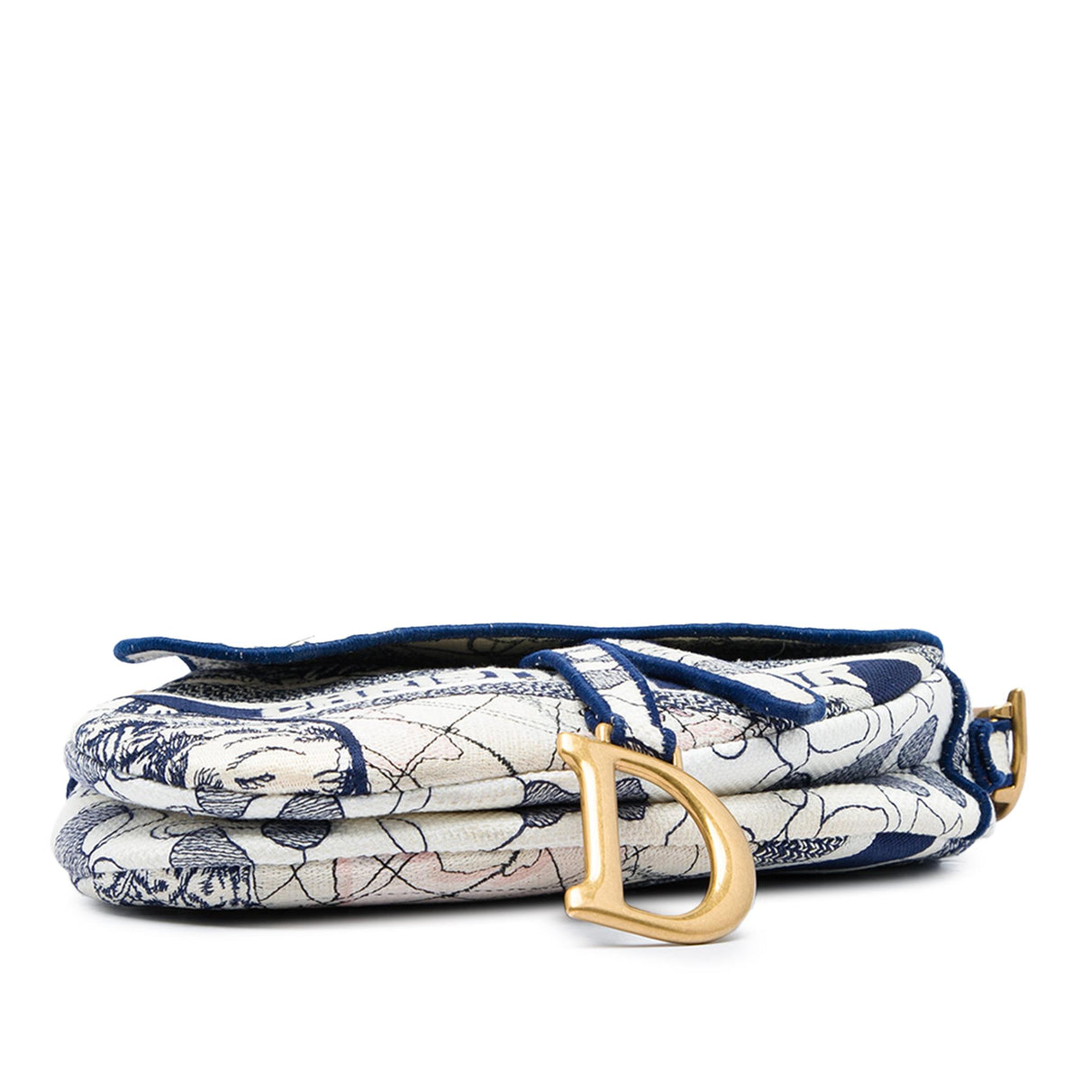 Dior Canvas Embroidered Around the World Saddle Bag