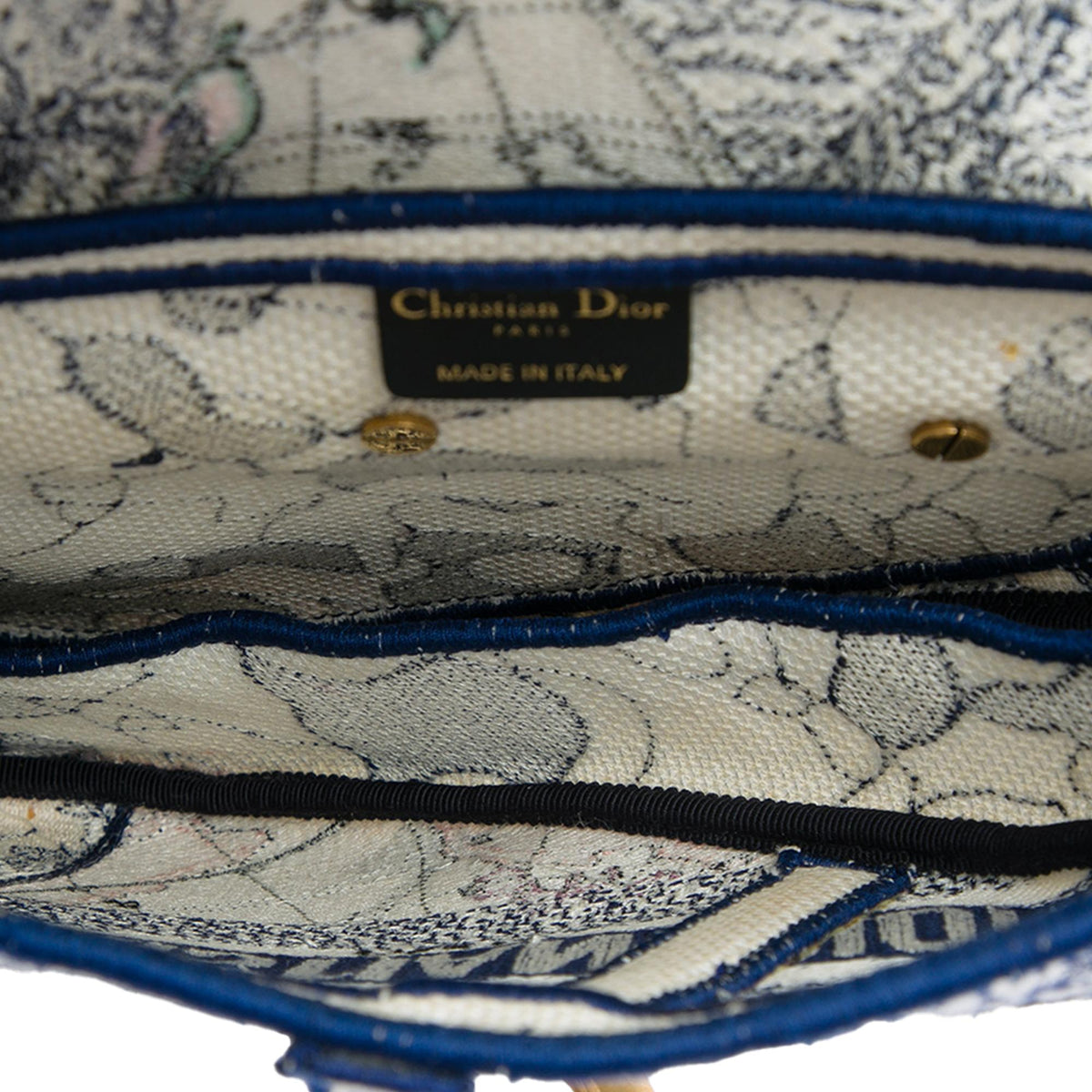 Dior Canvas Embroidered Around the World Saddle Bag