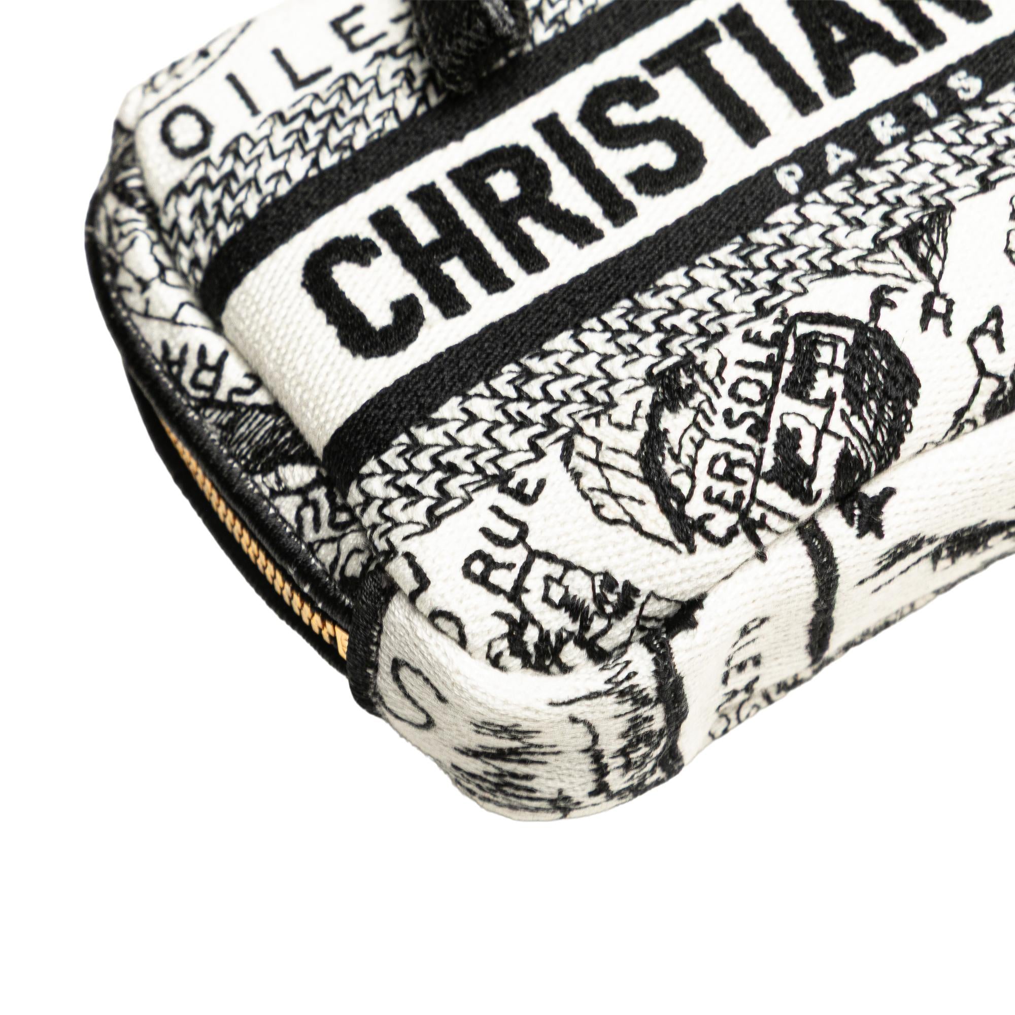 Dior Canvas Embroidered Plan De Paris Cosmetic Pouch