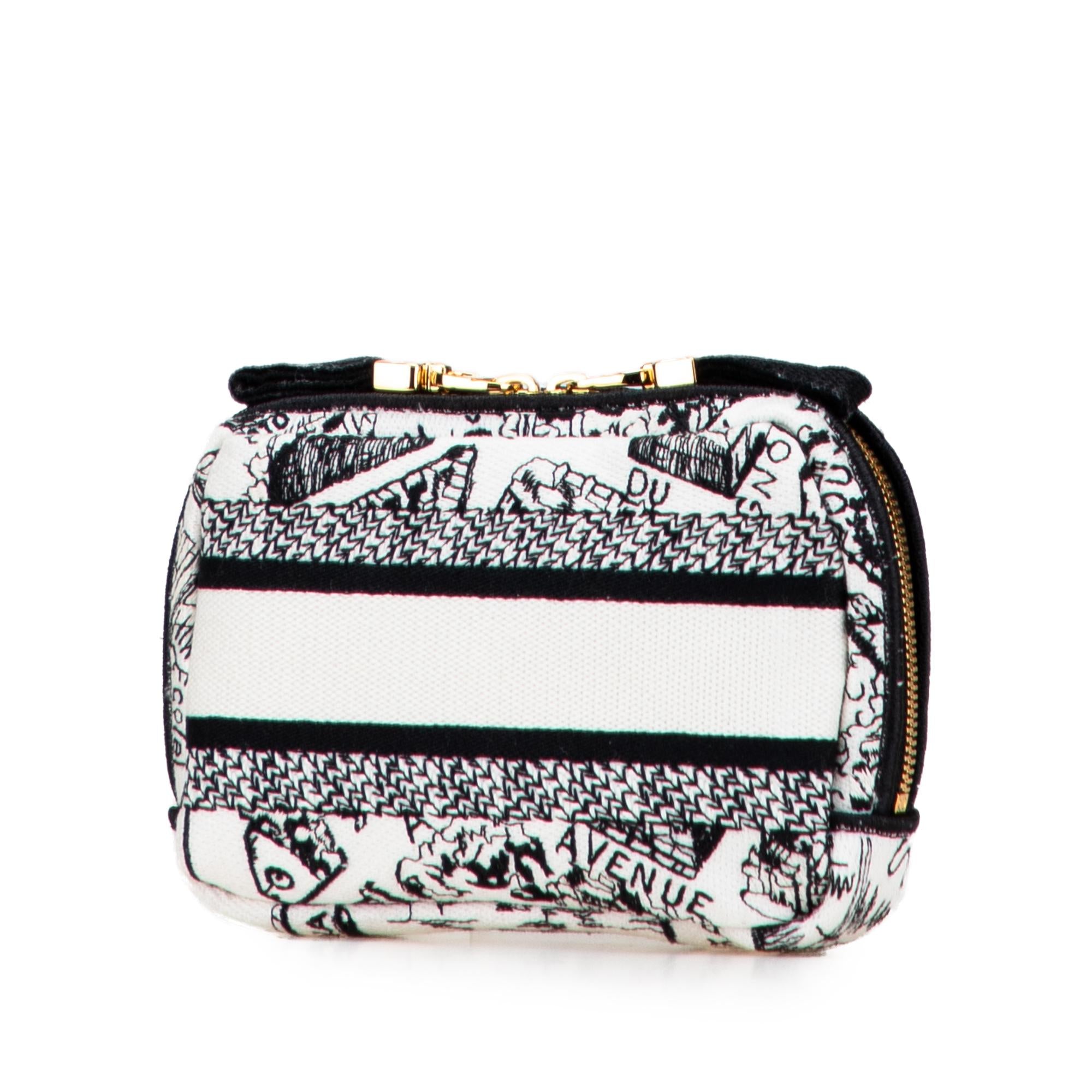 Dior Canvas Embroidered Plan De Paris Cosmetic Pouch