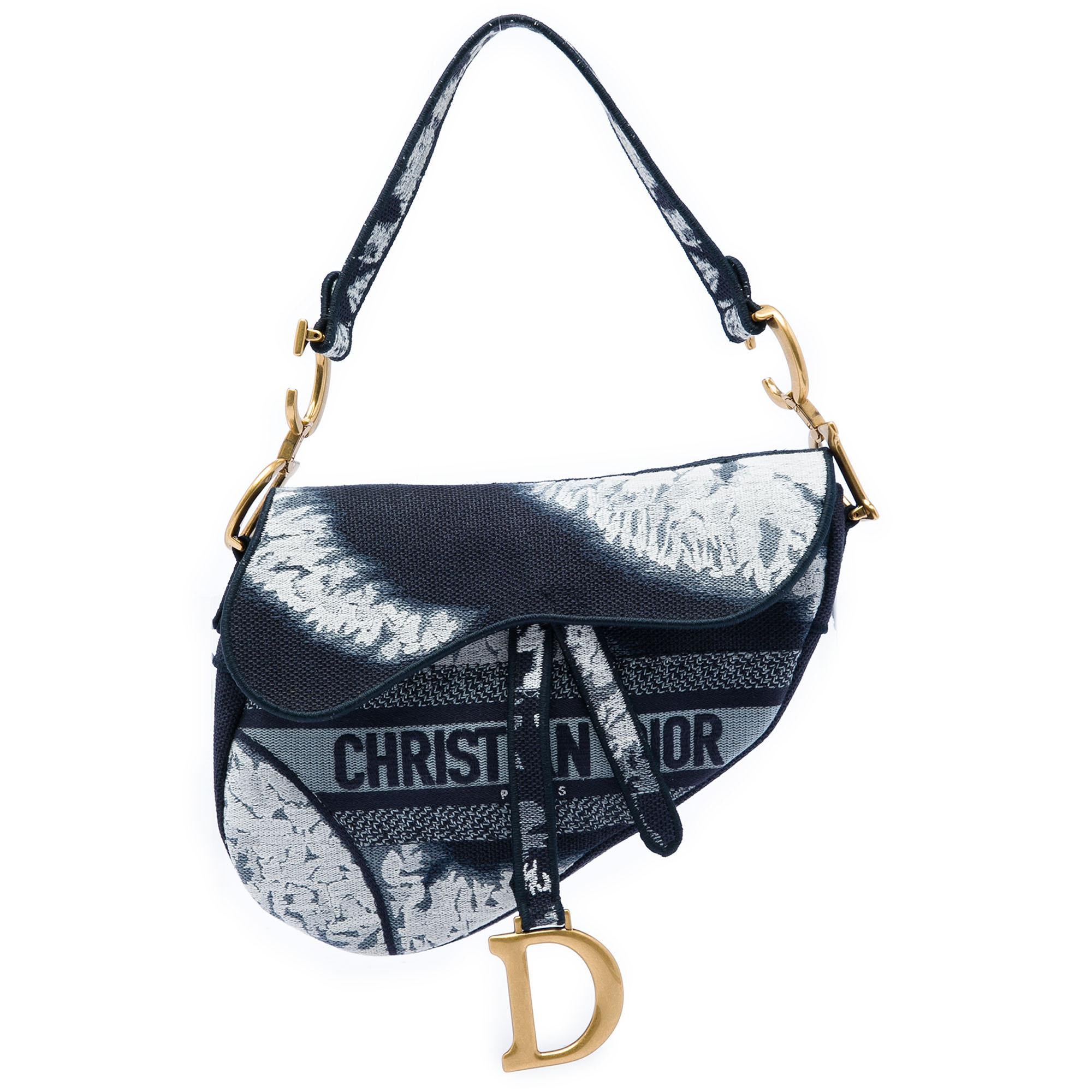 Dior Canvas Embroidered Tie Dye Saddle Bag