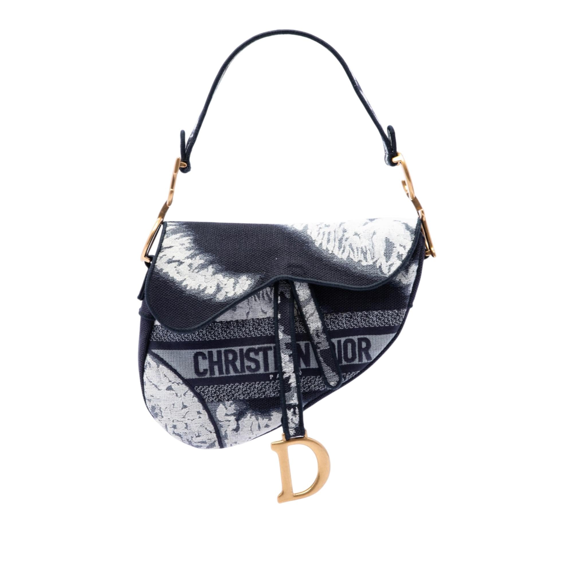 Dior Canvas Embroidered Tie Dye Saddle Bag