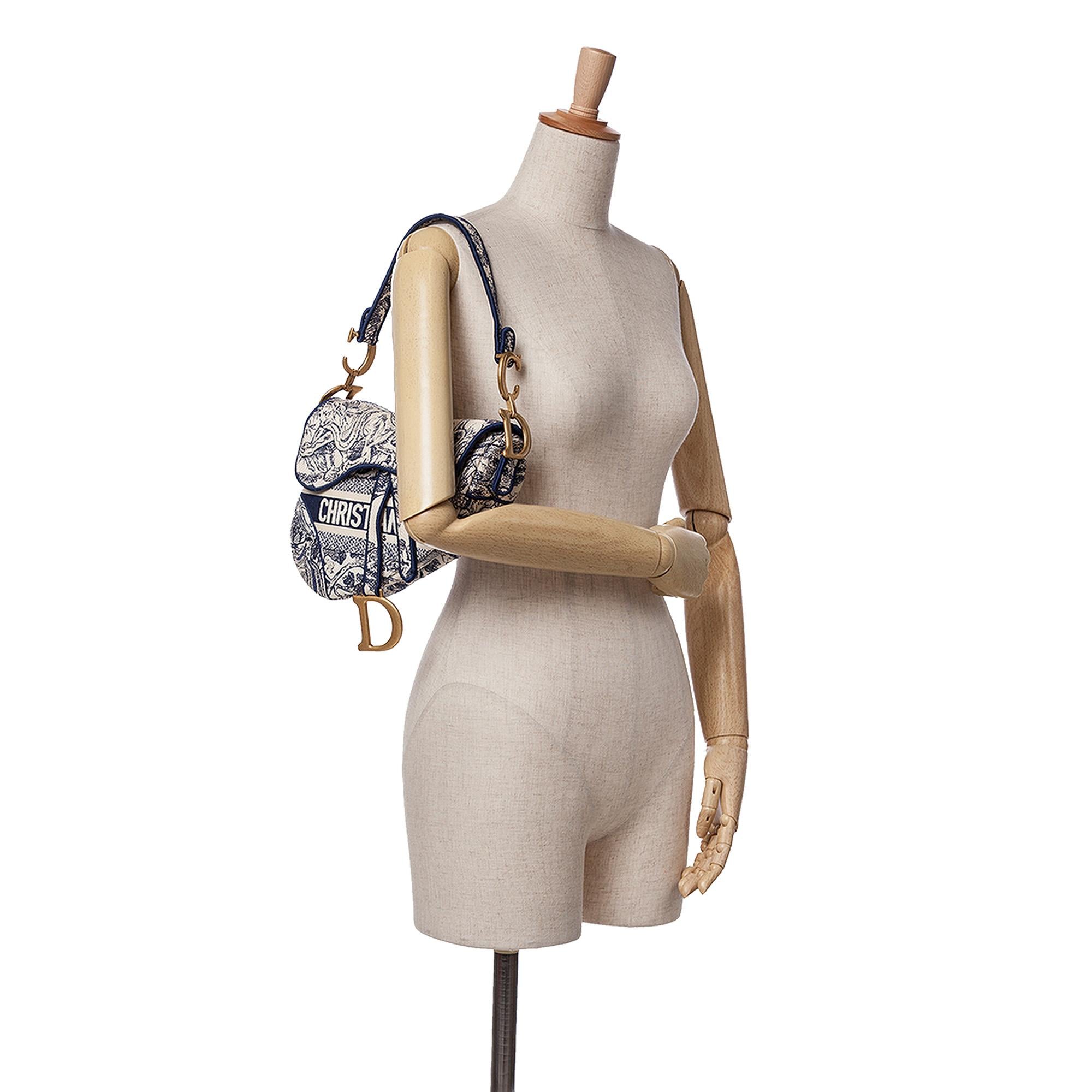 Dior Canvas Embroidered Toile de Jouy Saddle Bag