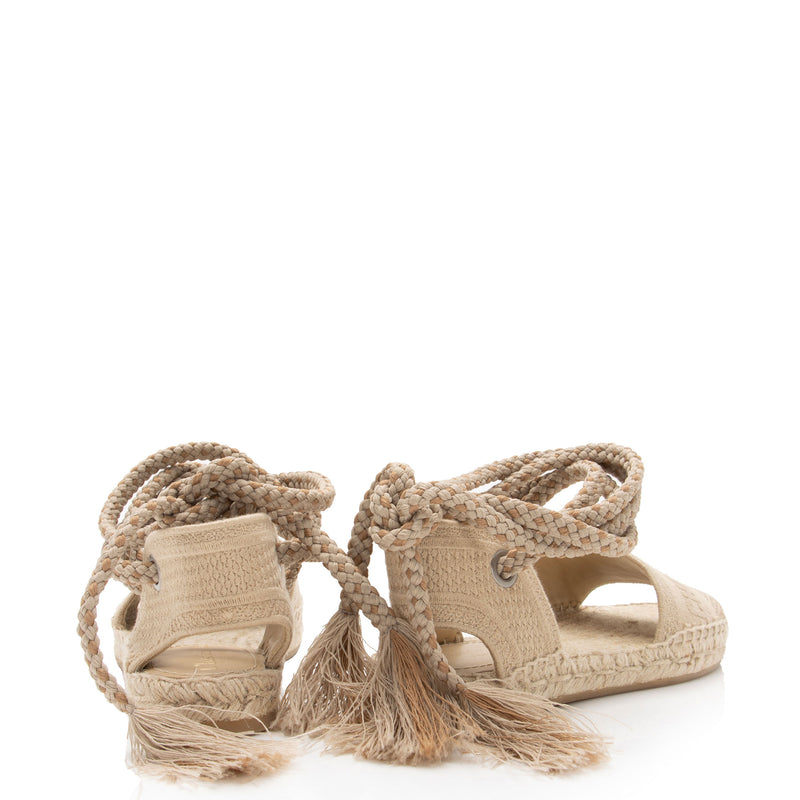 Dior Canvas Granville Ankle Tie Espadrille Sandals - Size 6.5 / 36.5 (SHF-5OCOe0)