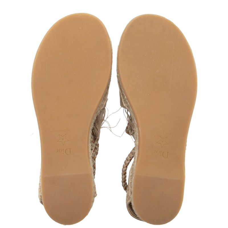 Dior Canvas Granville Ankle Tie Espadrille Sandals - Size 6.5 / 36.5 (SHF-5OCOe0)