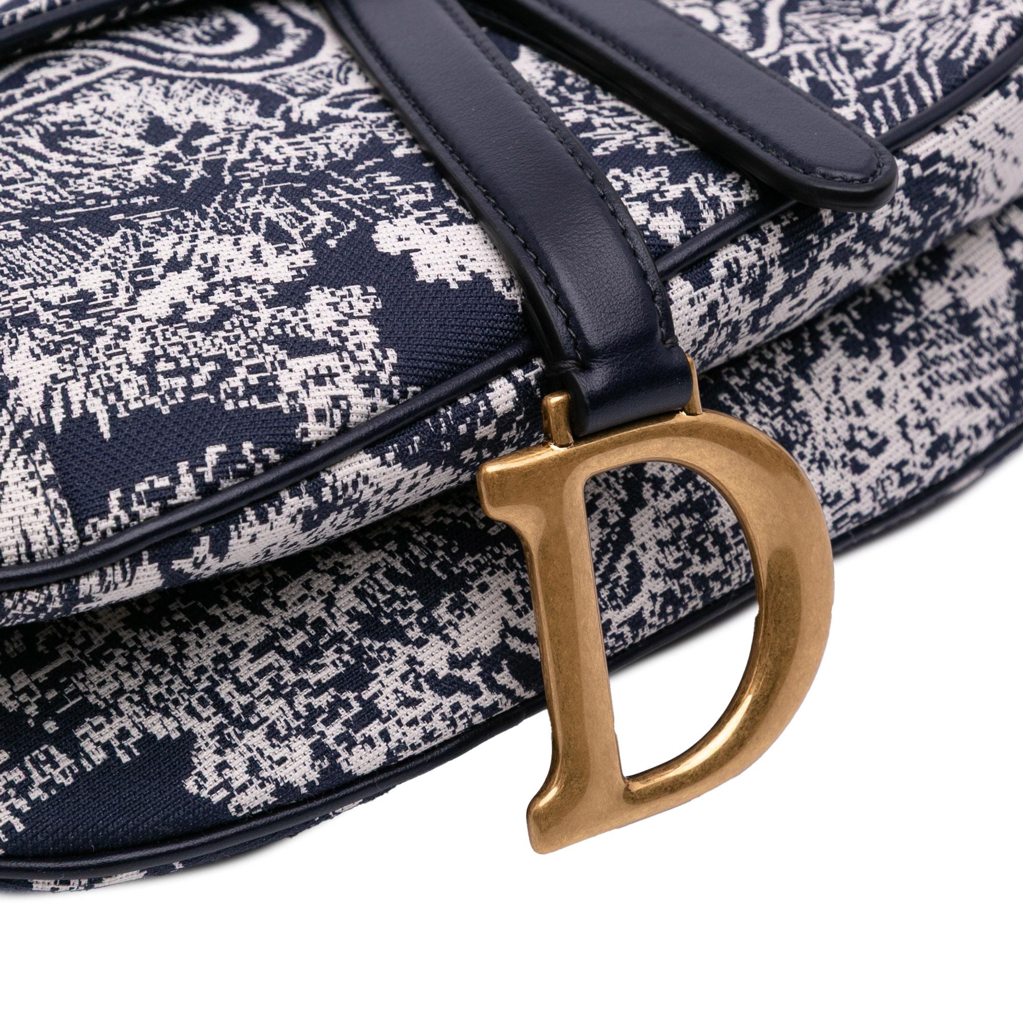 Dior Canvas Reverse Embroidered Toile De Jouy Saddle Bag