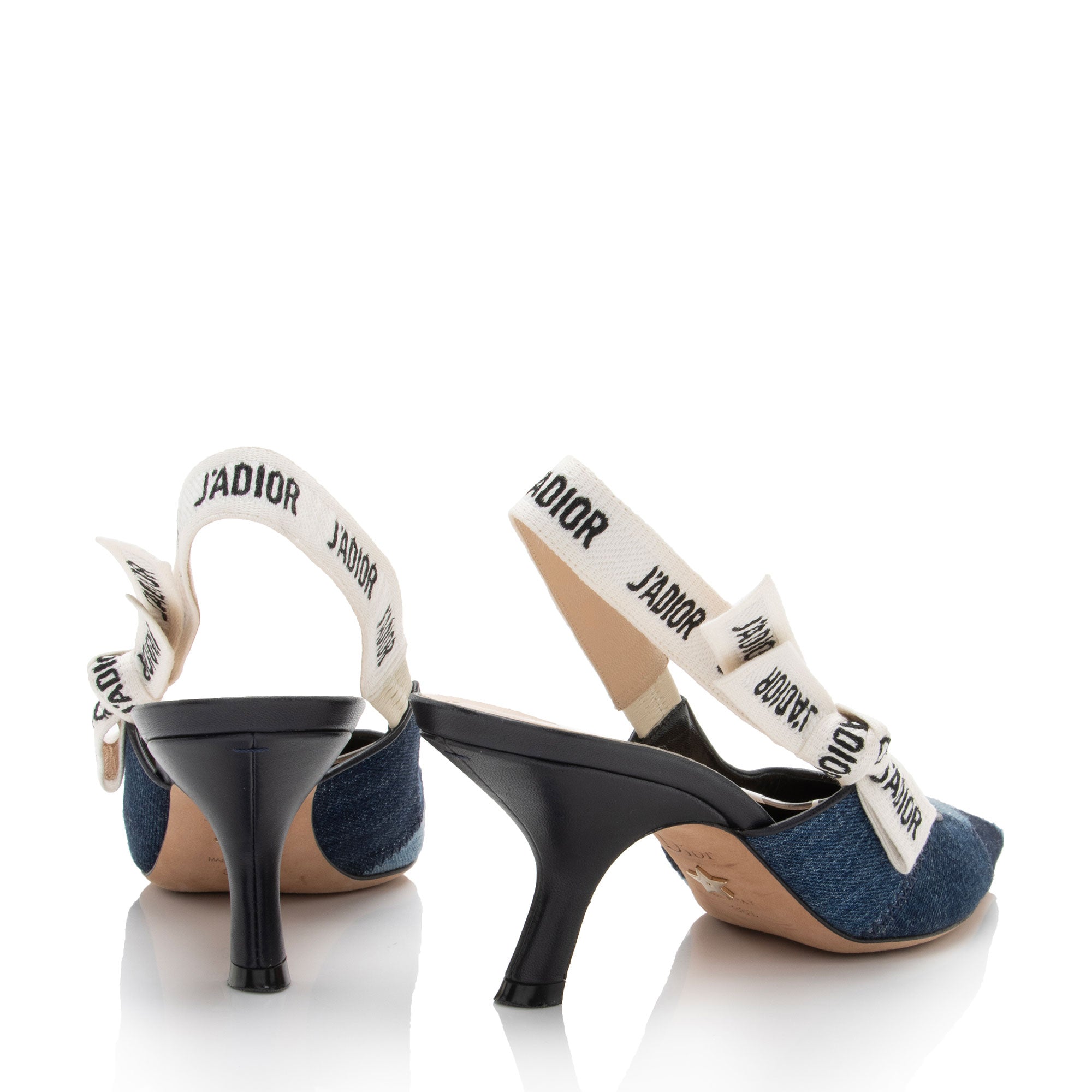 Dior Denim Patchwork J'Adior Slingback Pumps - Size 8 / 38 (SHF-lKMmf1