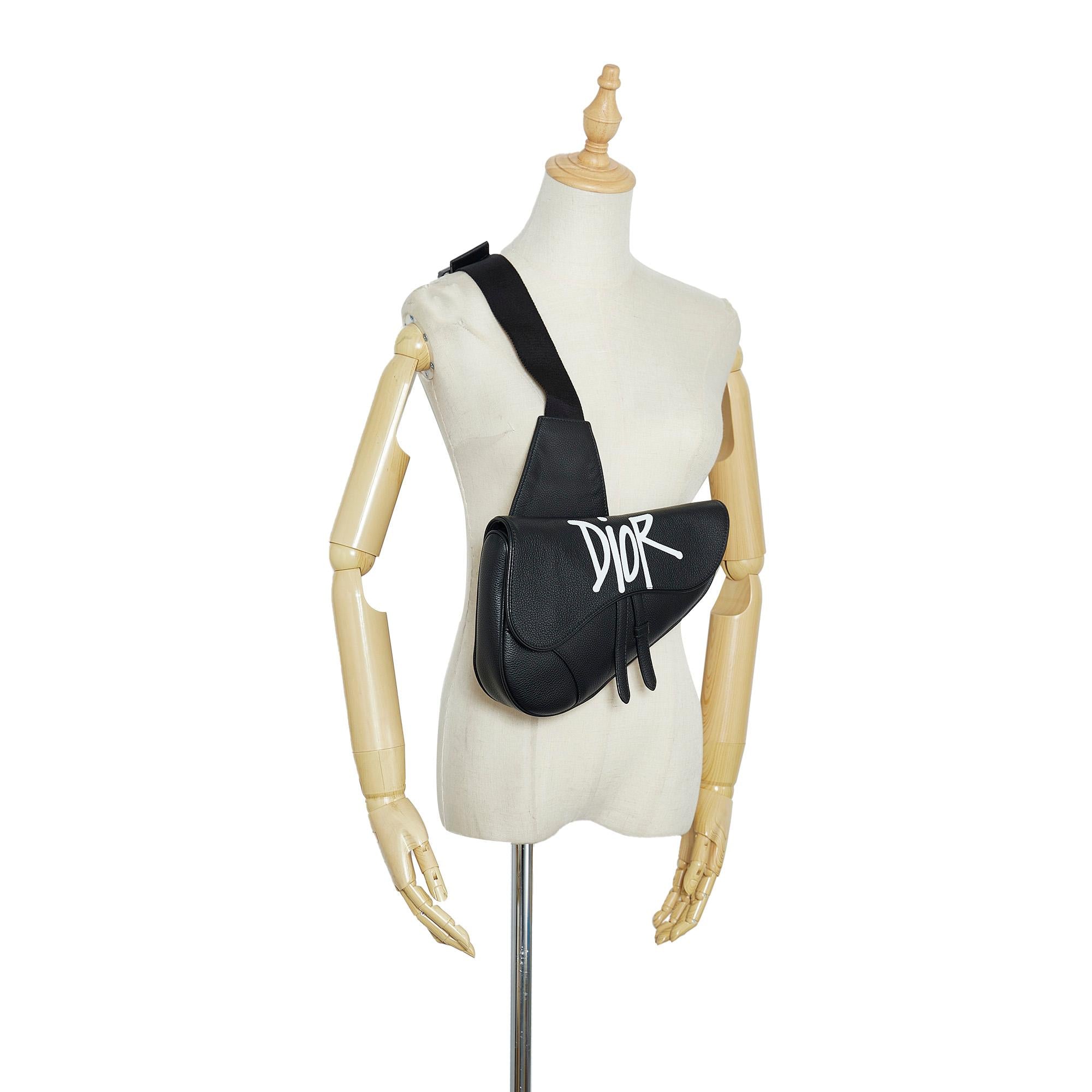 Christian Dior SADDLE ナイロンボディーバッグ Auth CHRISTIAN DIOR Mini Black Canvas Trotter Saddle Pouch | eBay