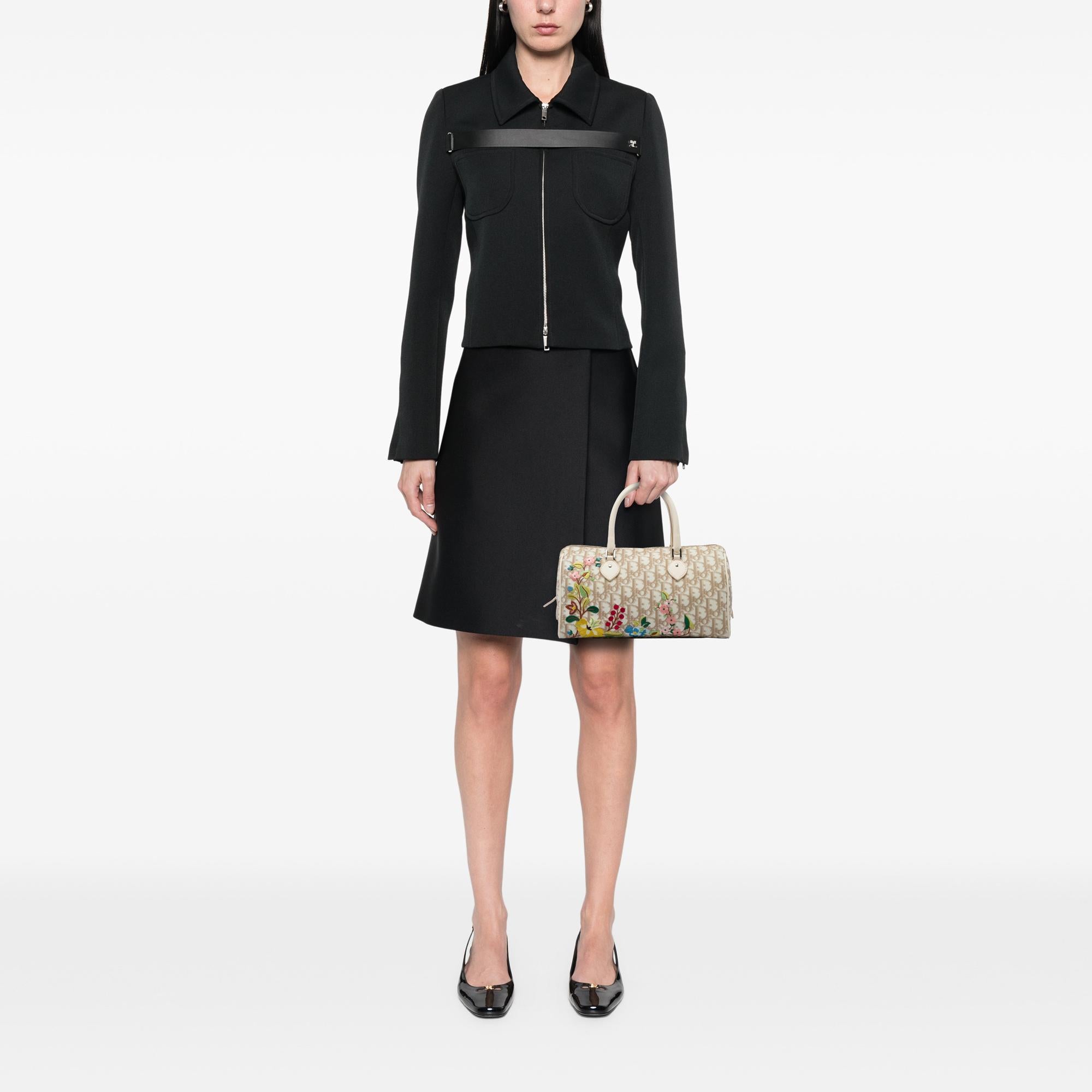 Dior Diorissimo Coated Canvas Floral Embroidered Boston Bag