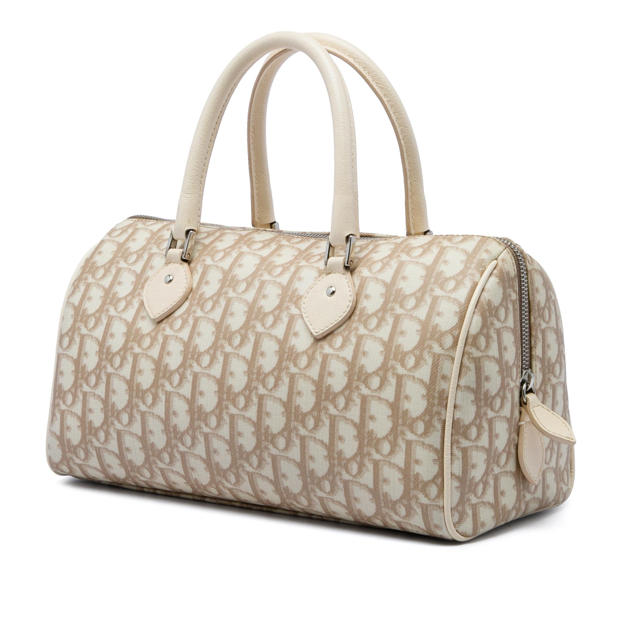 Dior Diorissimo Coated Canvas Floral Embroidered Boston Bag