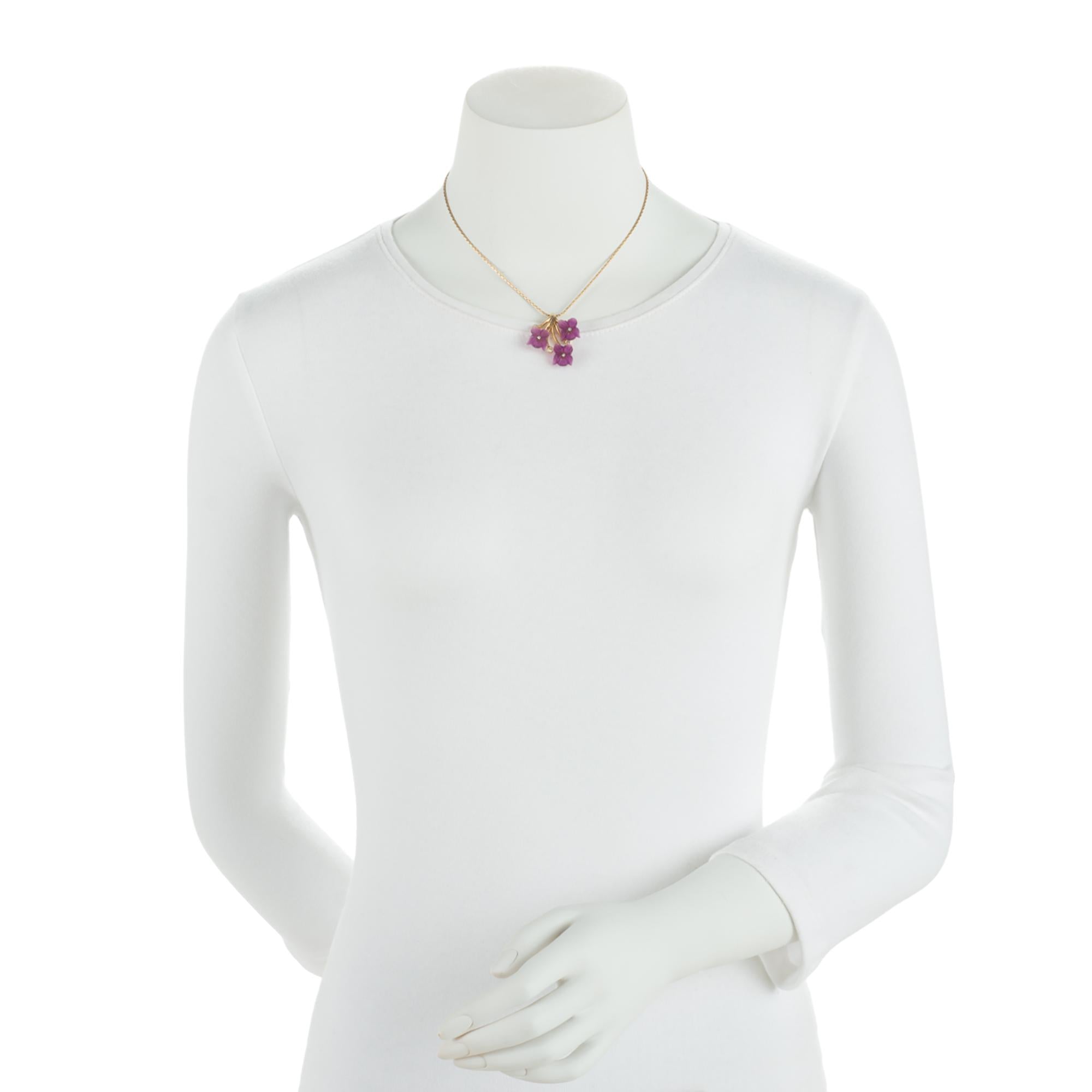 Dior Frosted Glass Flowers Pendant Necklace (SHF-12DPTG)